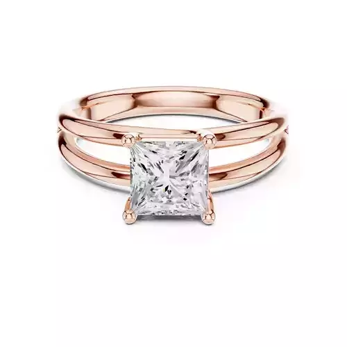 Solitaire 2CT Princess Cut Diamond Engagement Ring 3DM STL Video