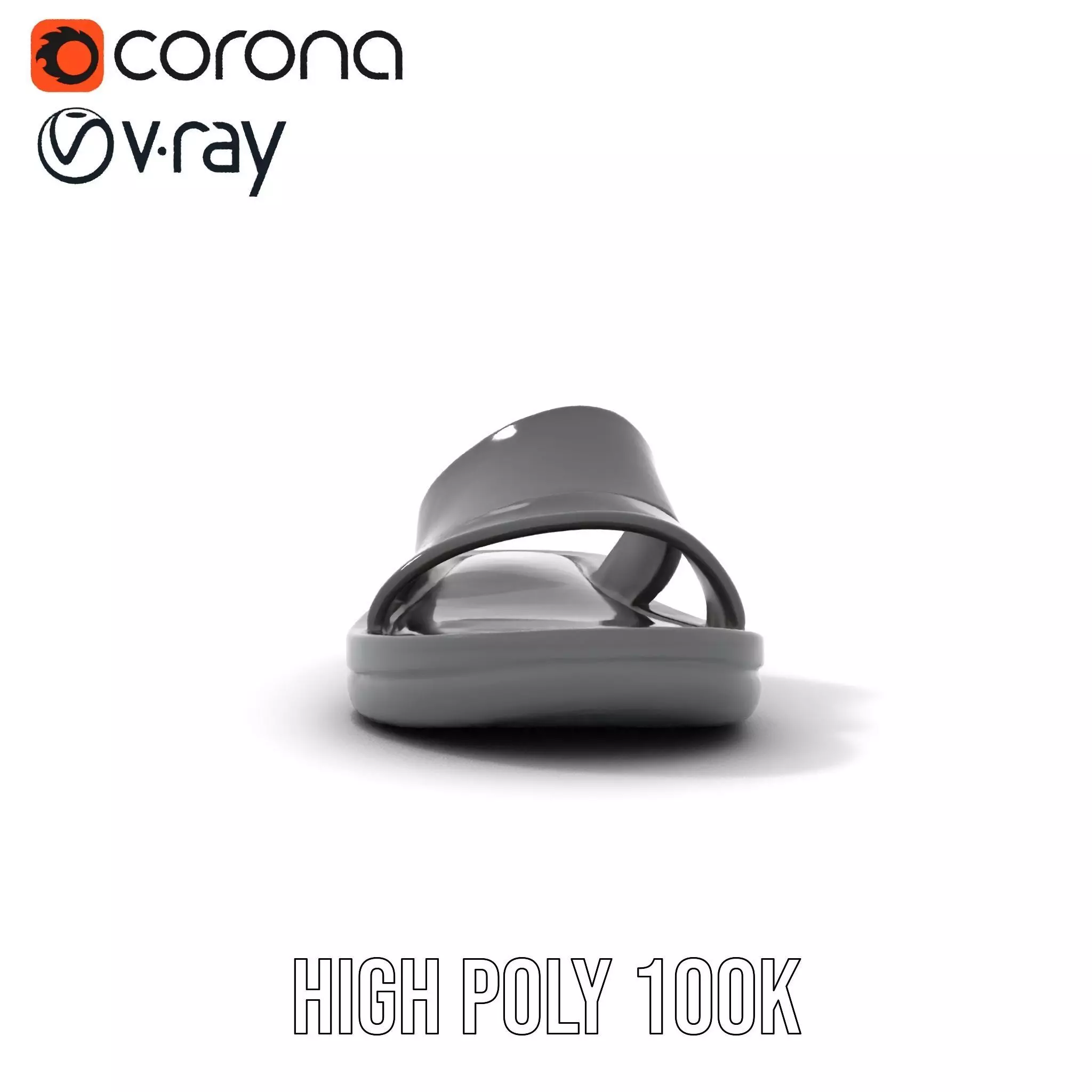 Sleek Black Slide Sandal model pack Low-poly 3D model_19