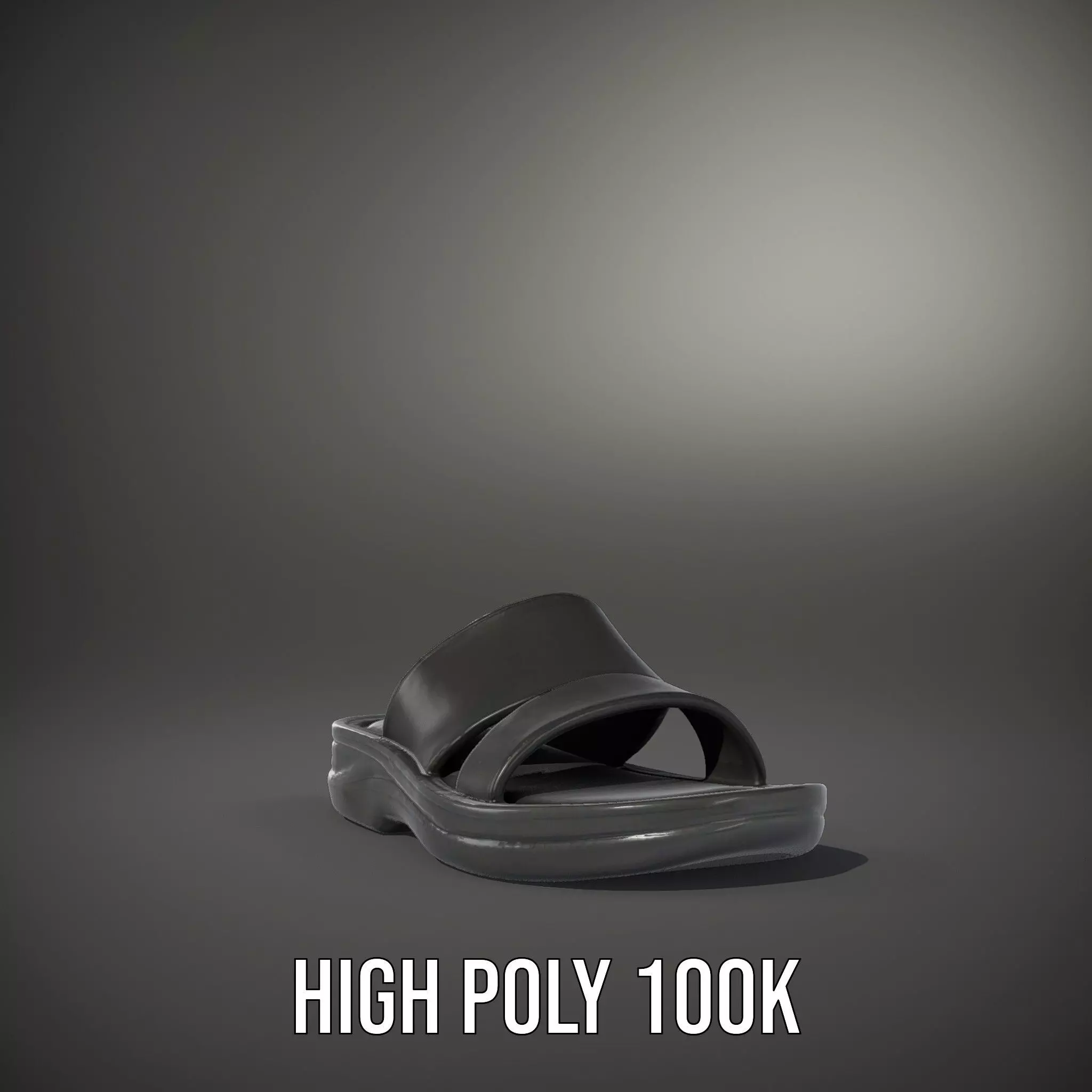 Sleek Black Slide Sandal model pack Low-poly 3D model_9