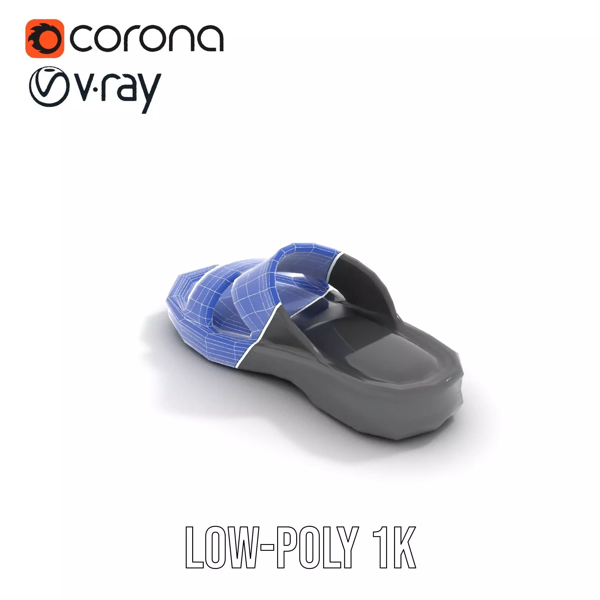 Sleek Black Slide Sandal model pack Low-poly 3D model_15