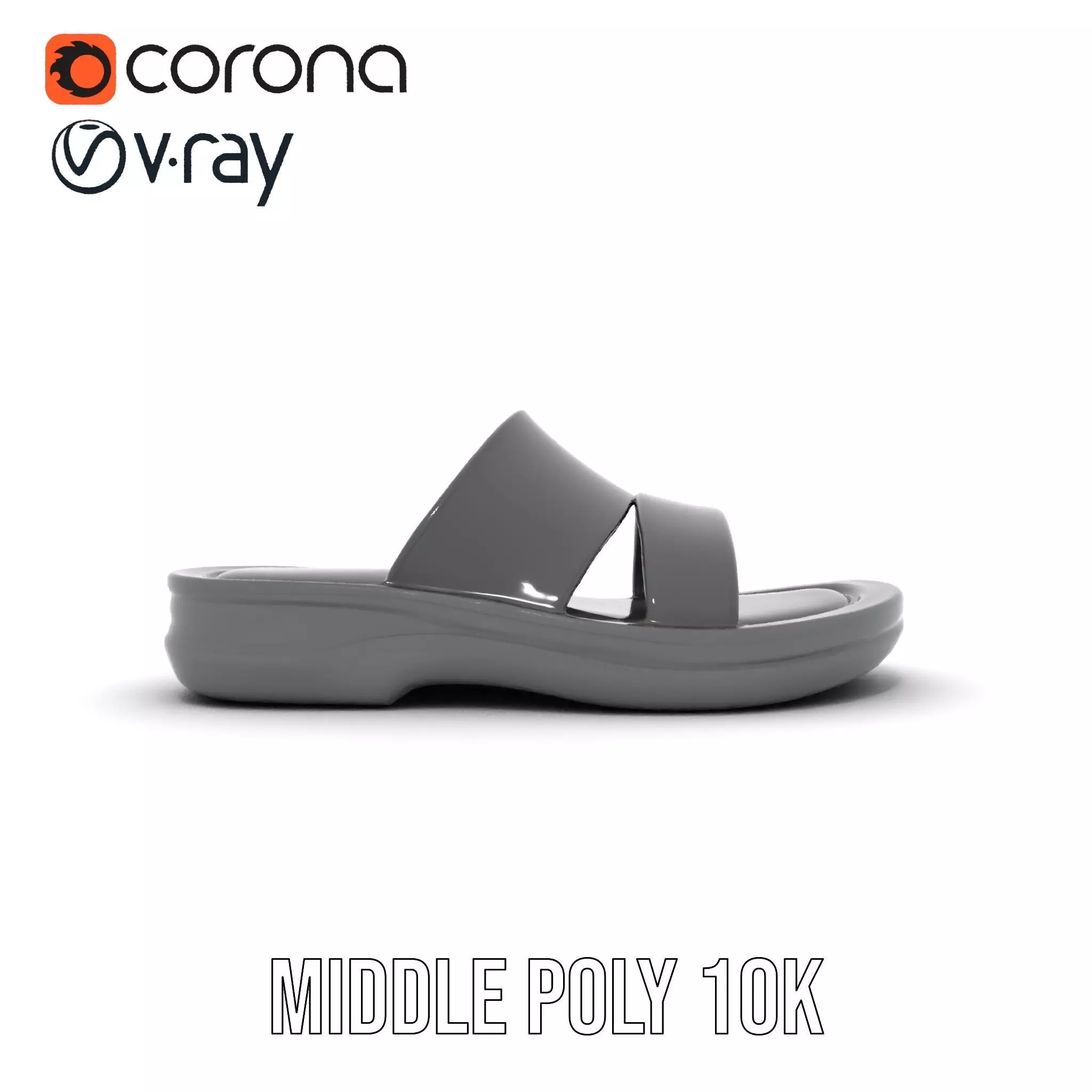 Sleek Black Slide Sandal model pack Low-poly 3D model_17