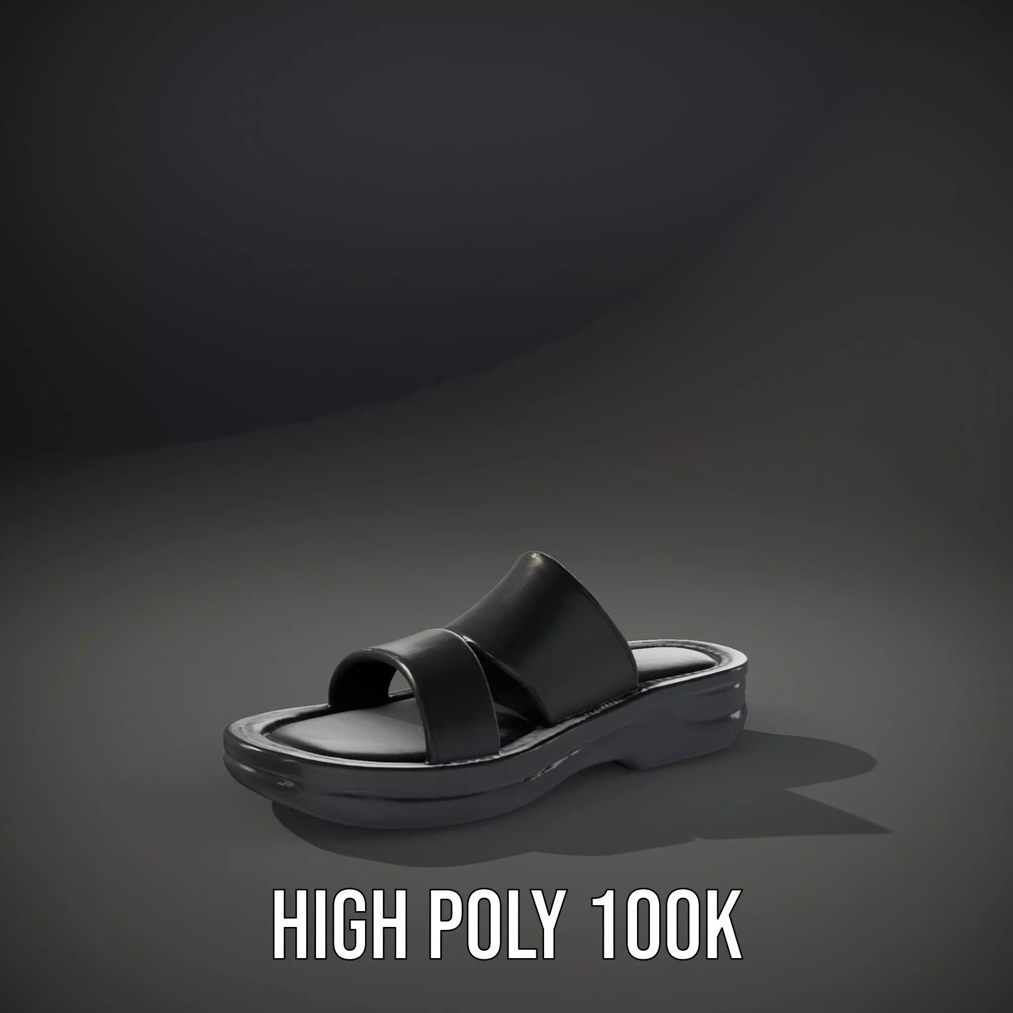 Sleek Black Slide Sandal model pack Low-poly 3D model_11