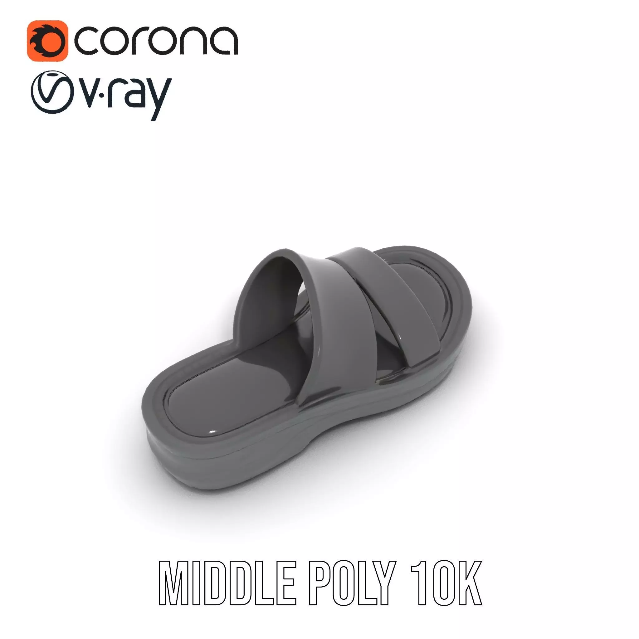 Sleek Black Slide Sandal model pack Low-poly 3D model_6