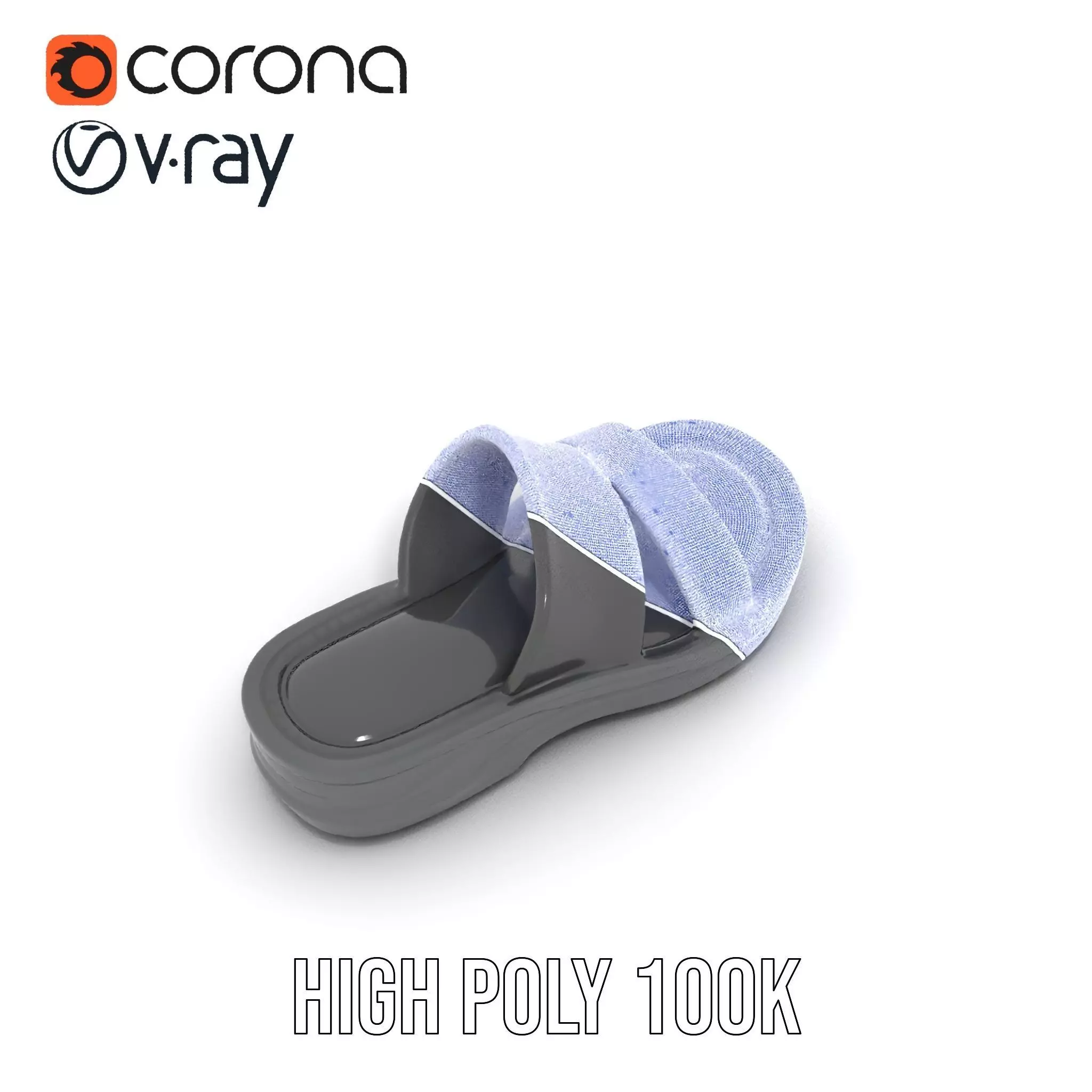 Sleek Black Slide Sandal model pack Low-poly 3D model_34