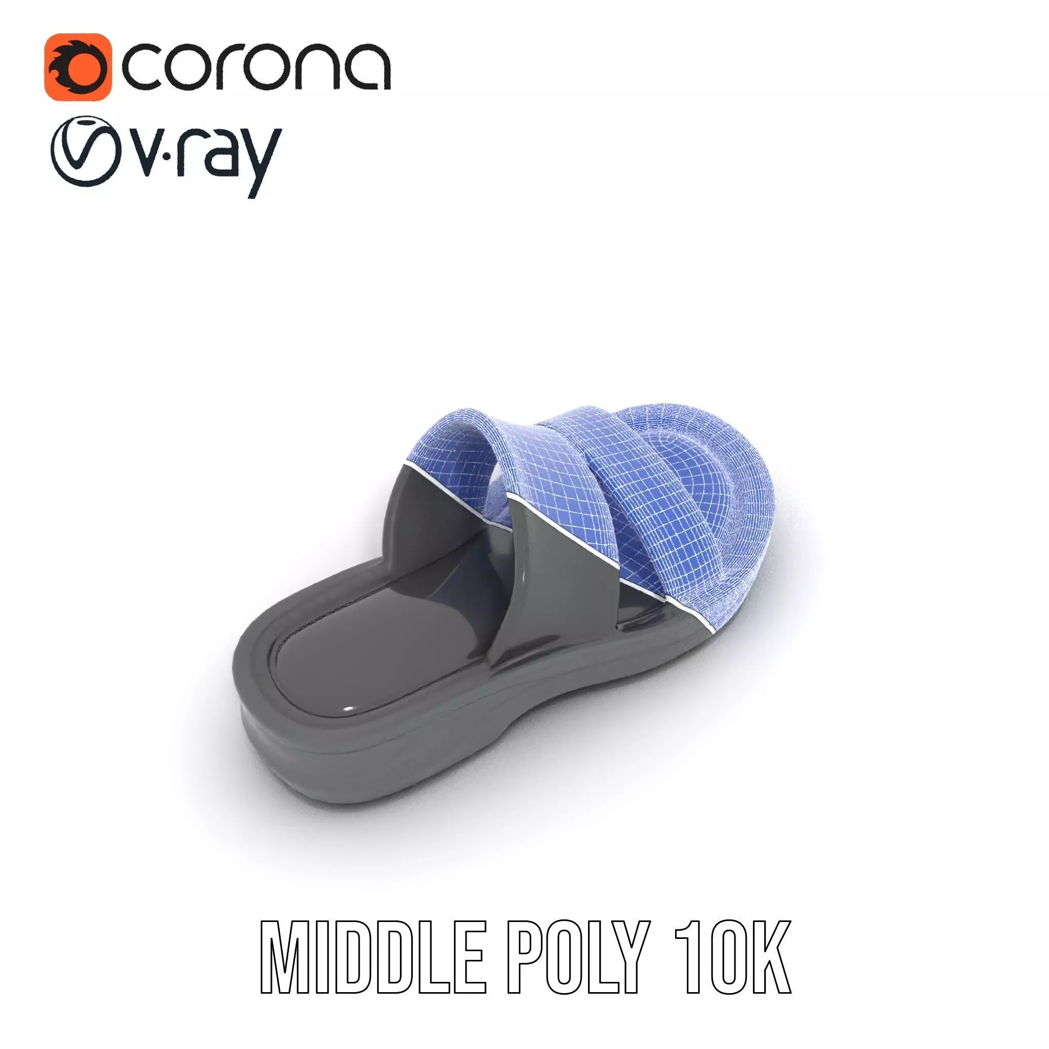 Sleek Black Slide Sandal model pack Low-poly 3D model_25