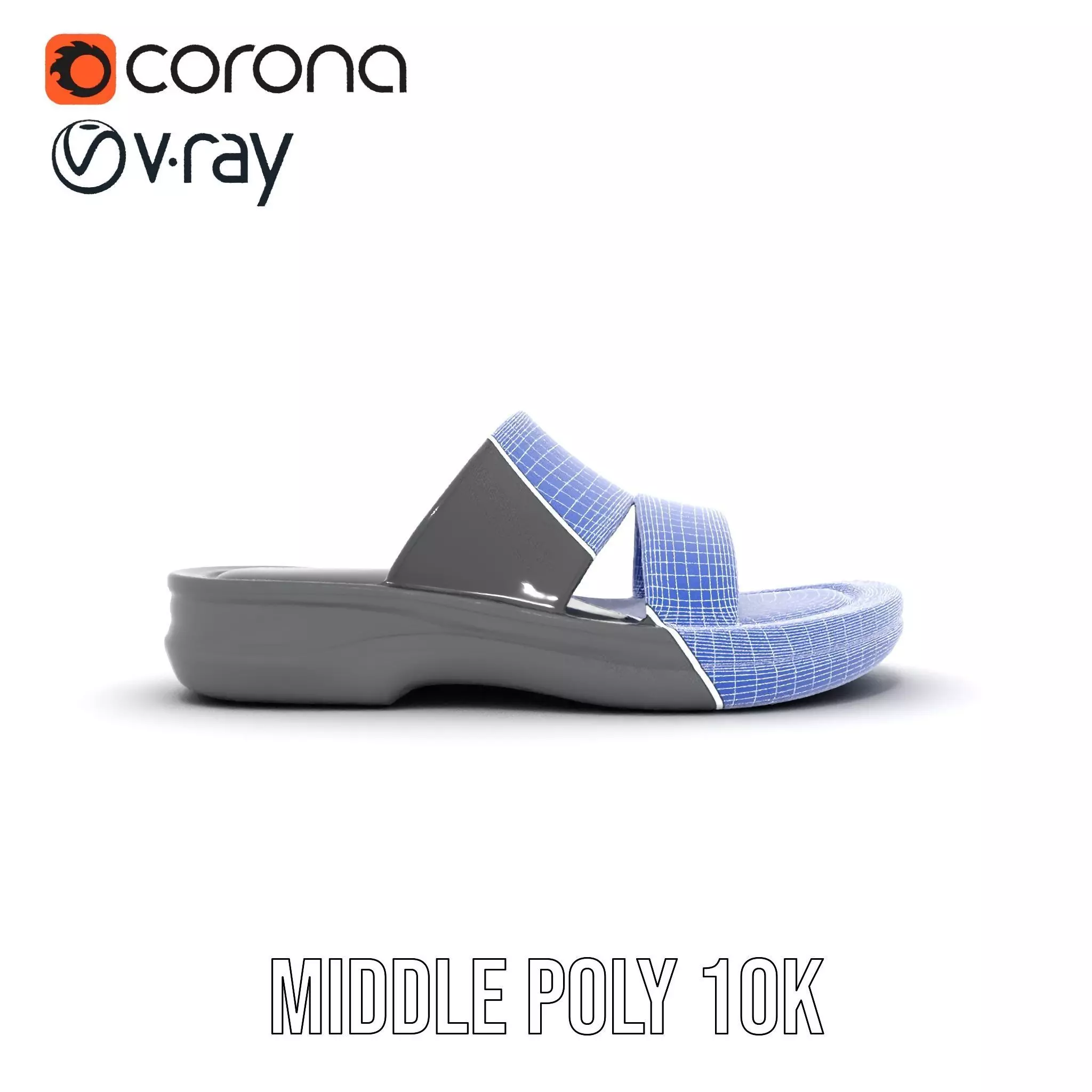 Sleek Black Slide Sandal model pack Low-poly 3D model_30