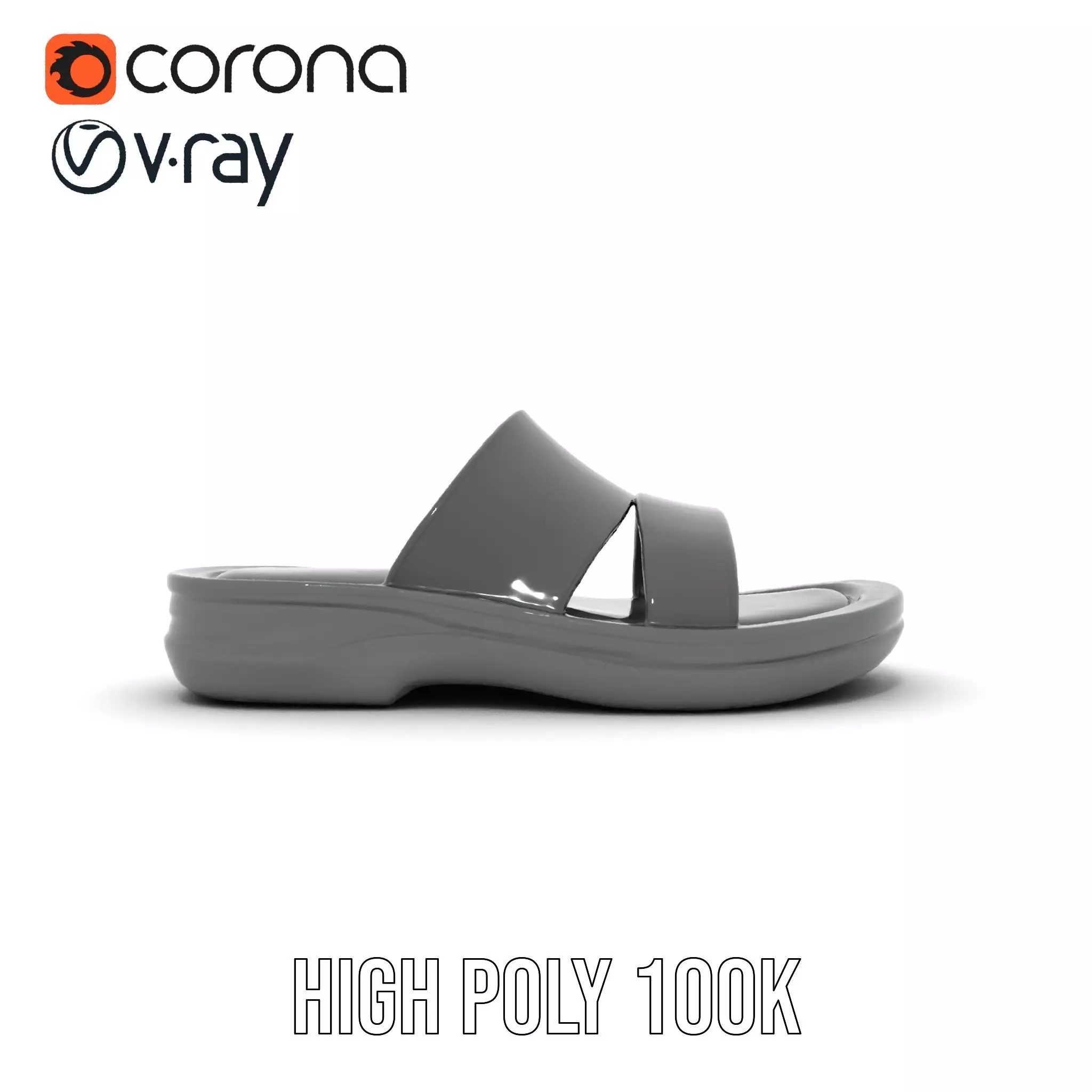 Sleek Black Slide Sandal model pack Low-poly 3D model_24