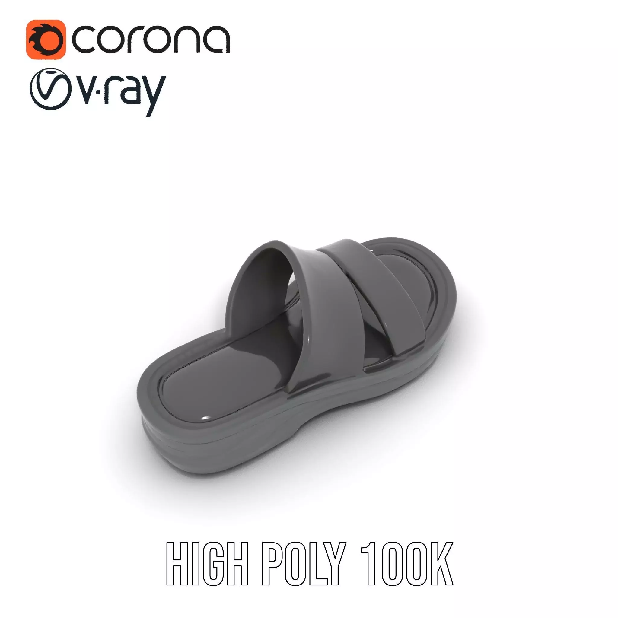 Sleek Black Slide Sandal model pack Low-poly 3D model_27