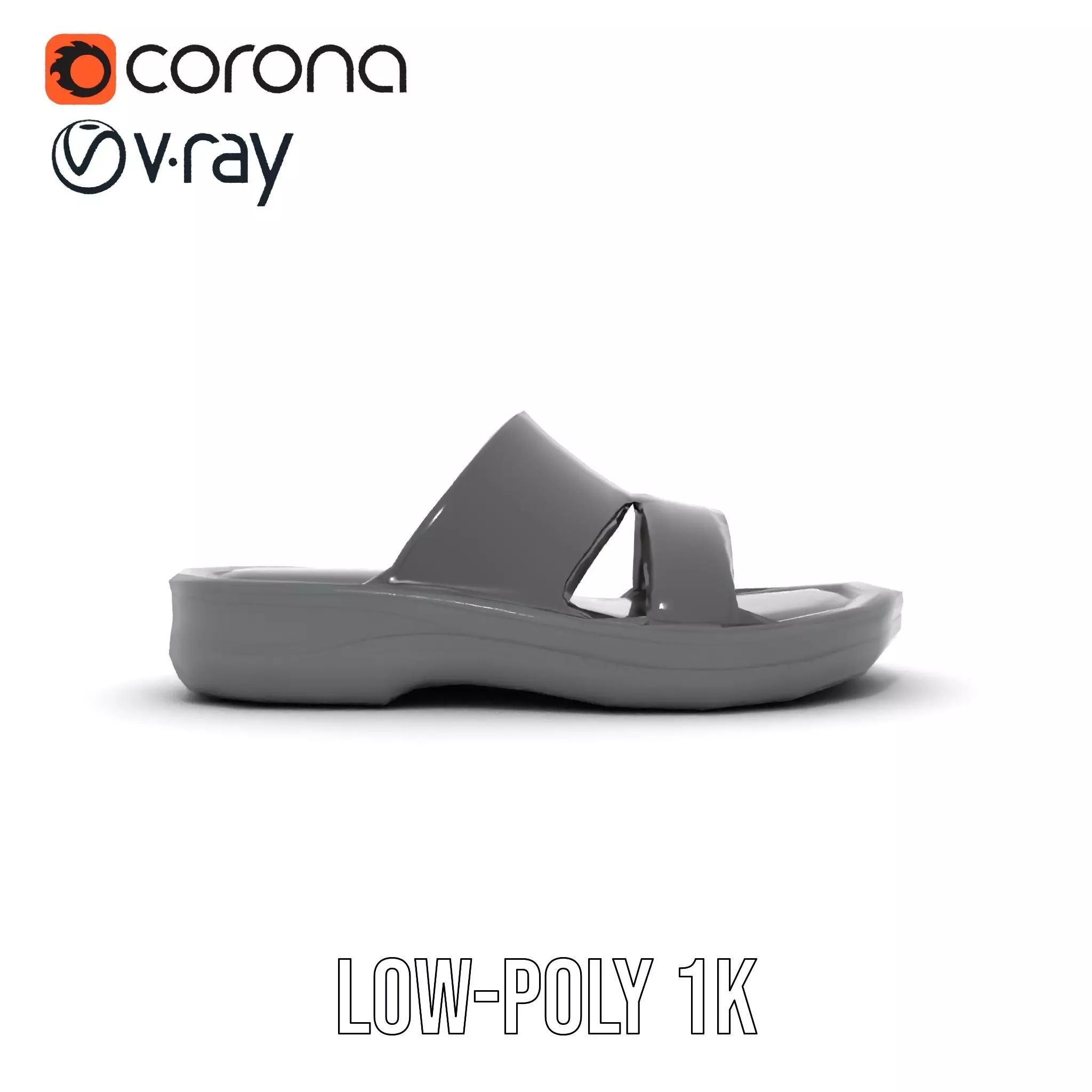 Sleek Black Slide Sandal model pack Low-poly 3D model_21
