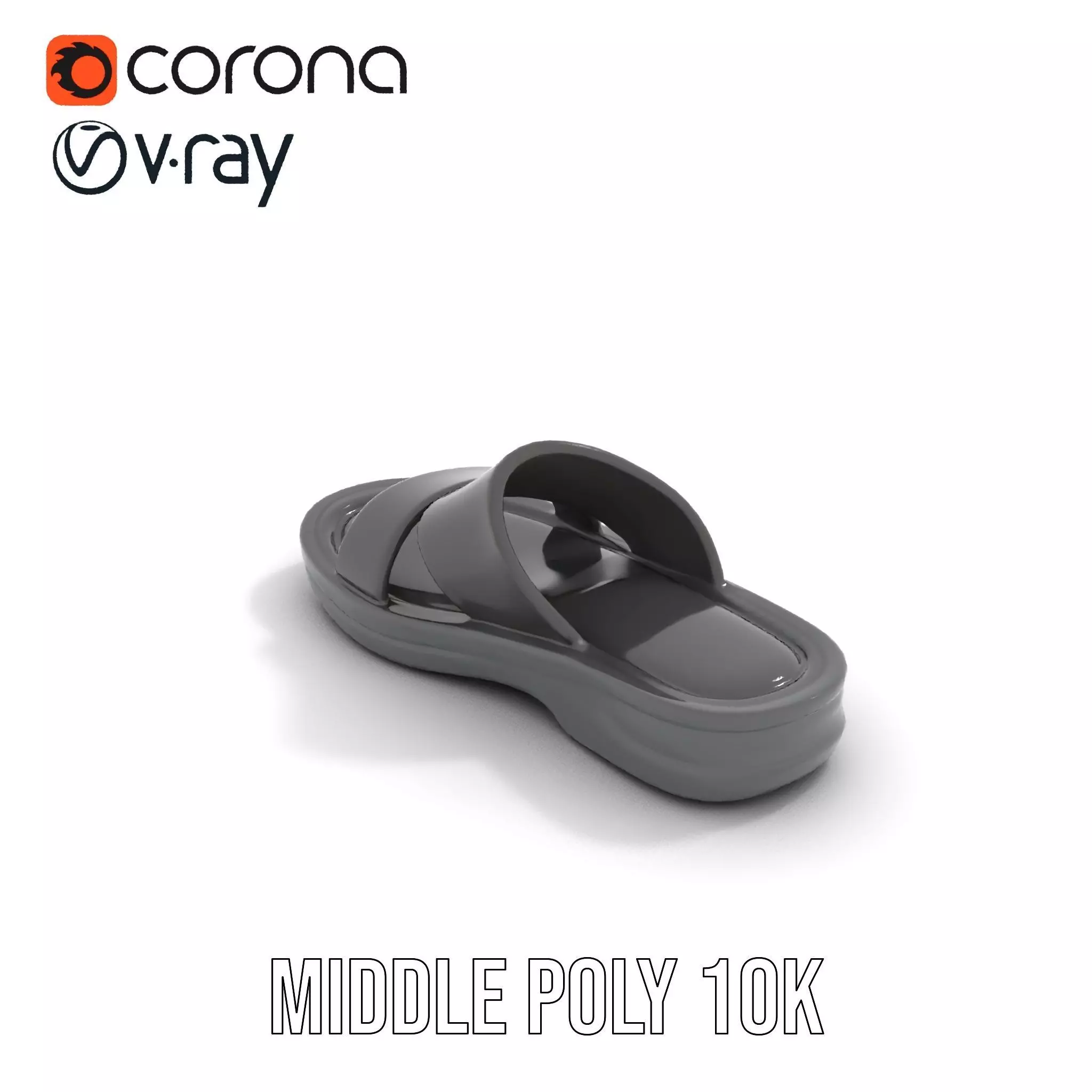 Sleek Black Slide Sandal model pack Low-poly 3D model_14