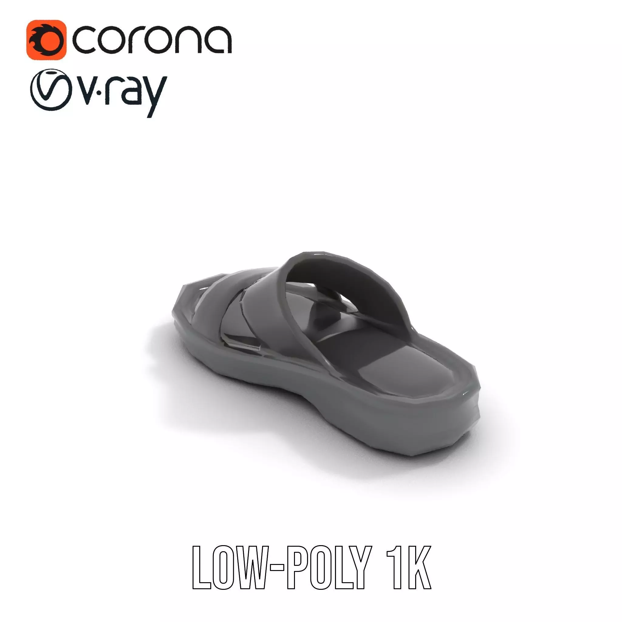 Sleek Black Slide Sandal model pack Low-poly 3D model_13