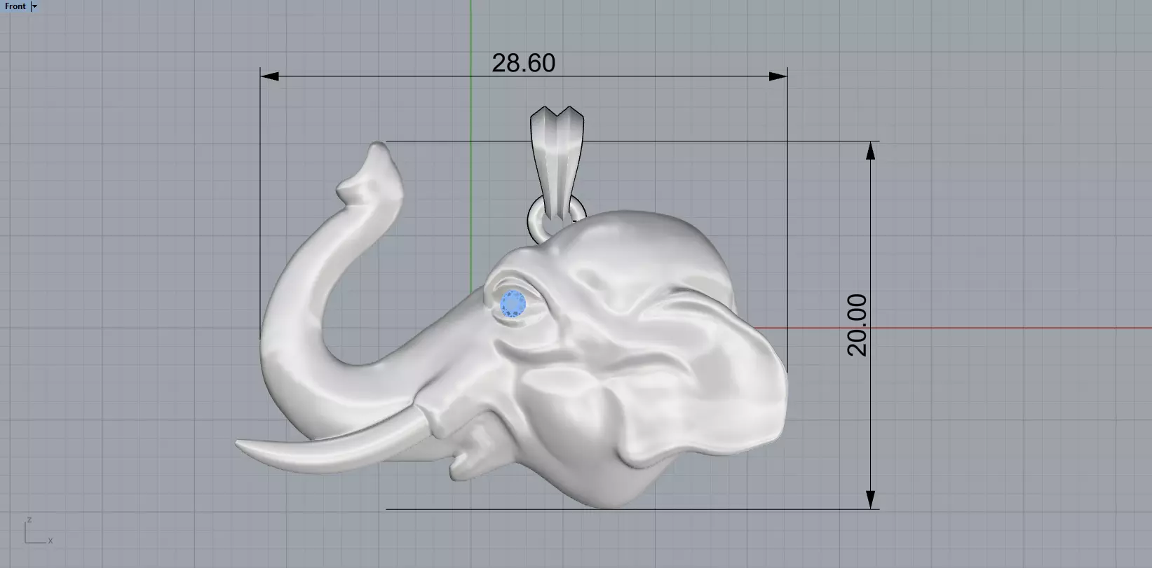 Elephant pendant model 1394 3D print model_3