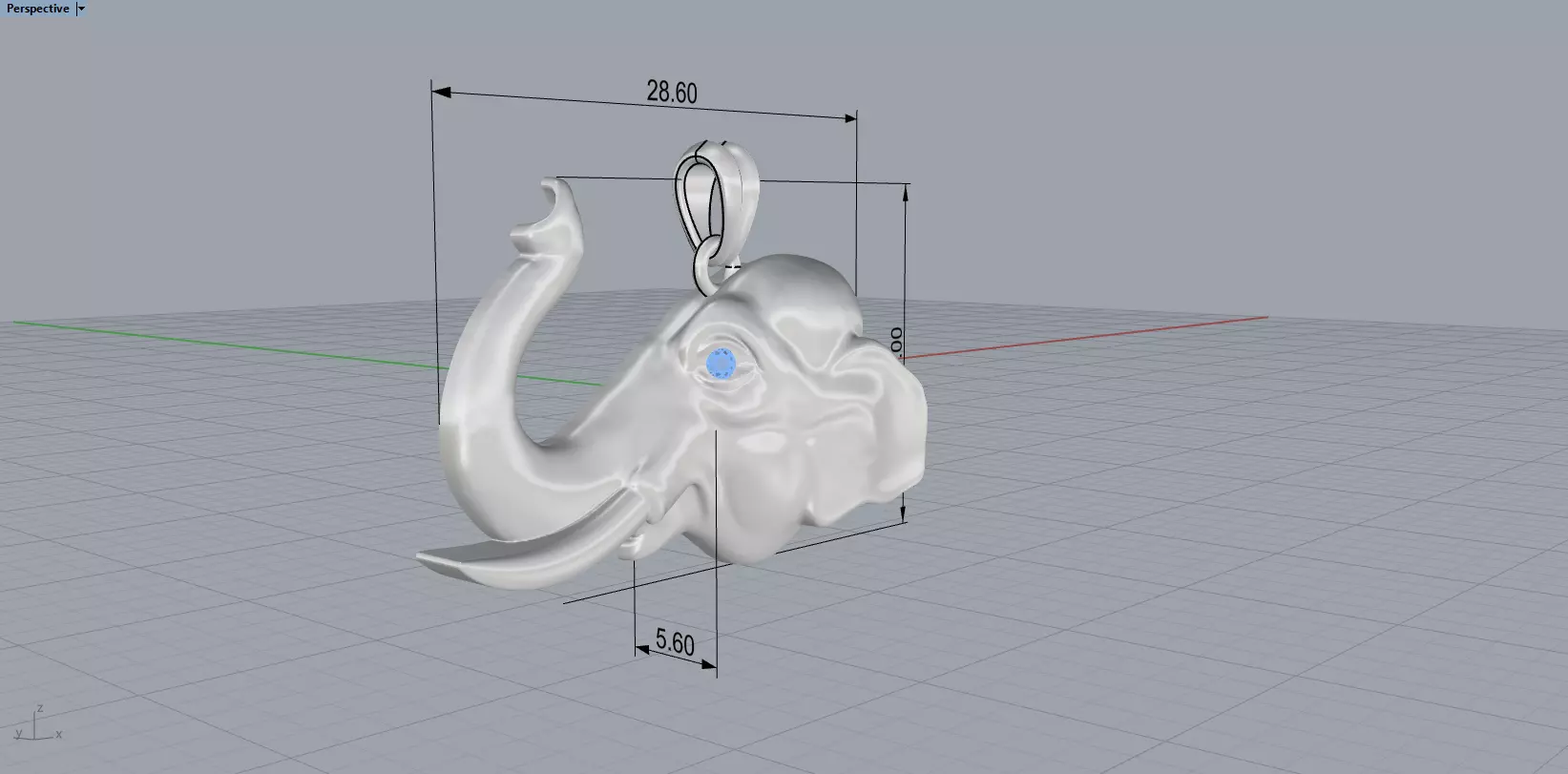 Elephant pendant model 1394 3D print model_7