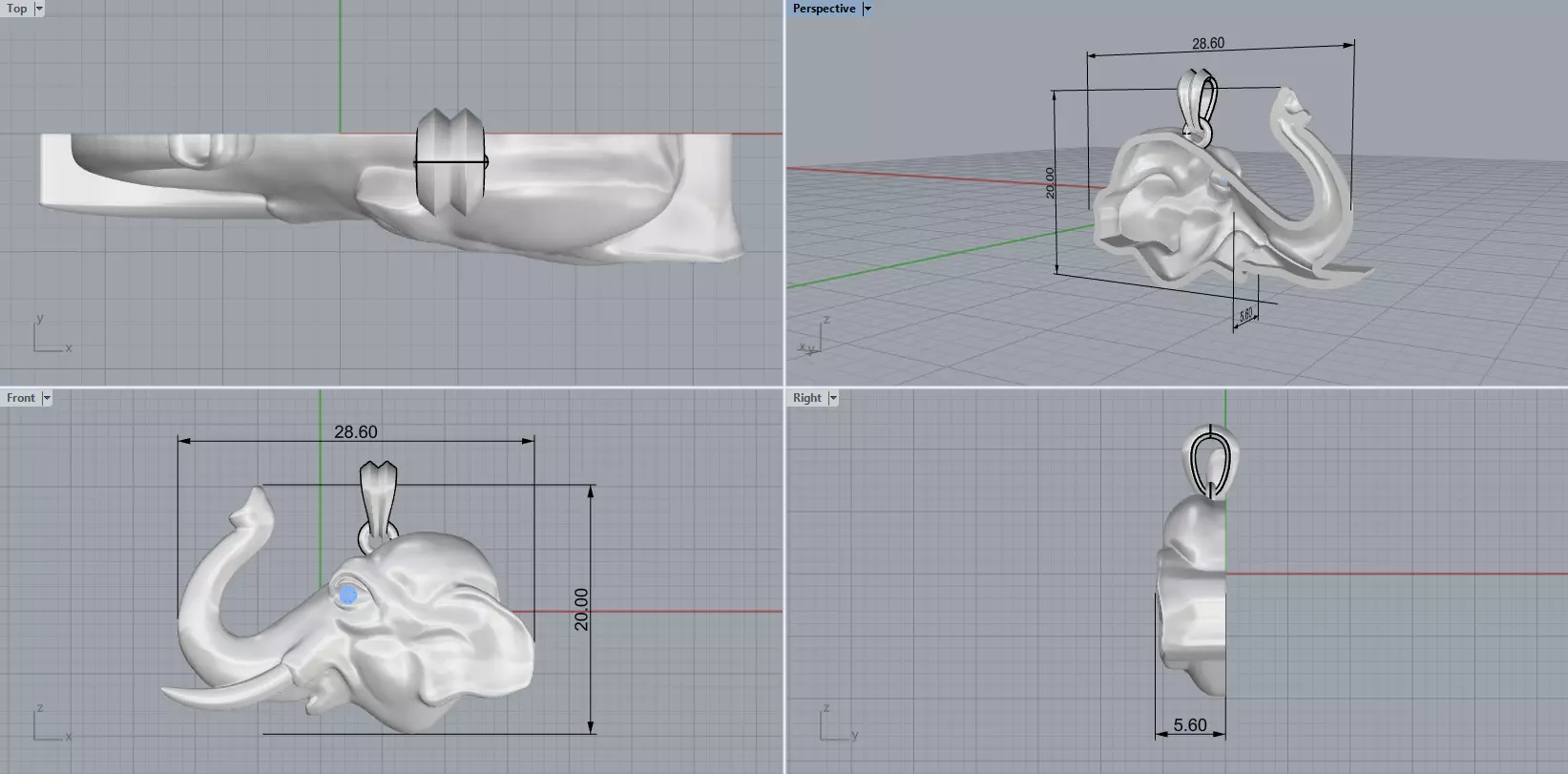 Elephant pendant model 1394 3D print model_9