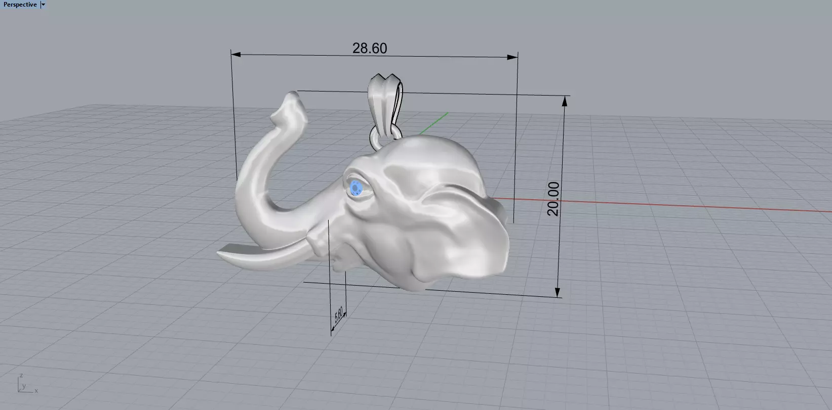 Elephant pendant model 1394 3D print model_8