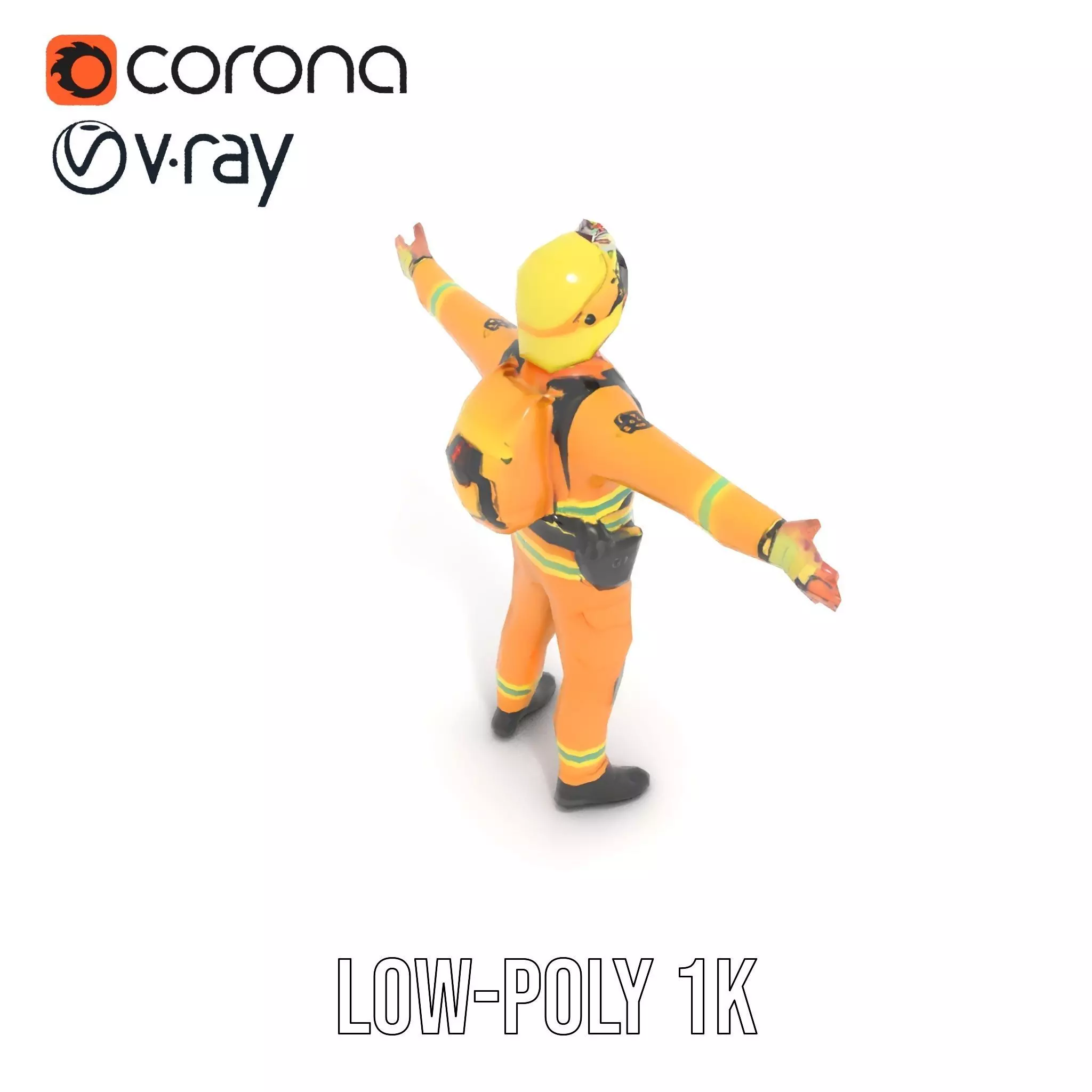 Firefighter Uniform model pack Low-poly 3D model_8