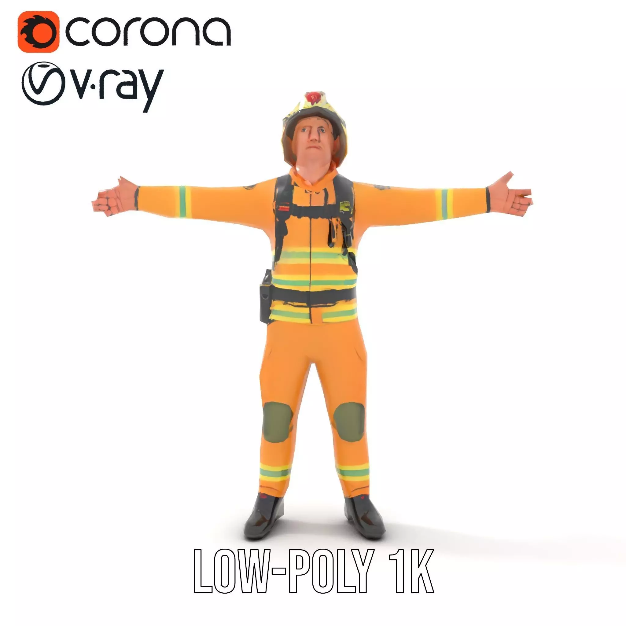 Firefighter Uniform model pack Low-poly 3D model_15