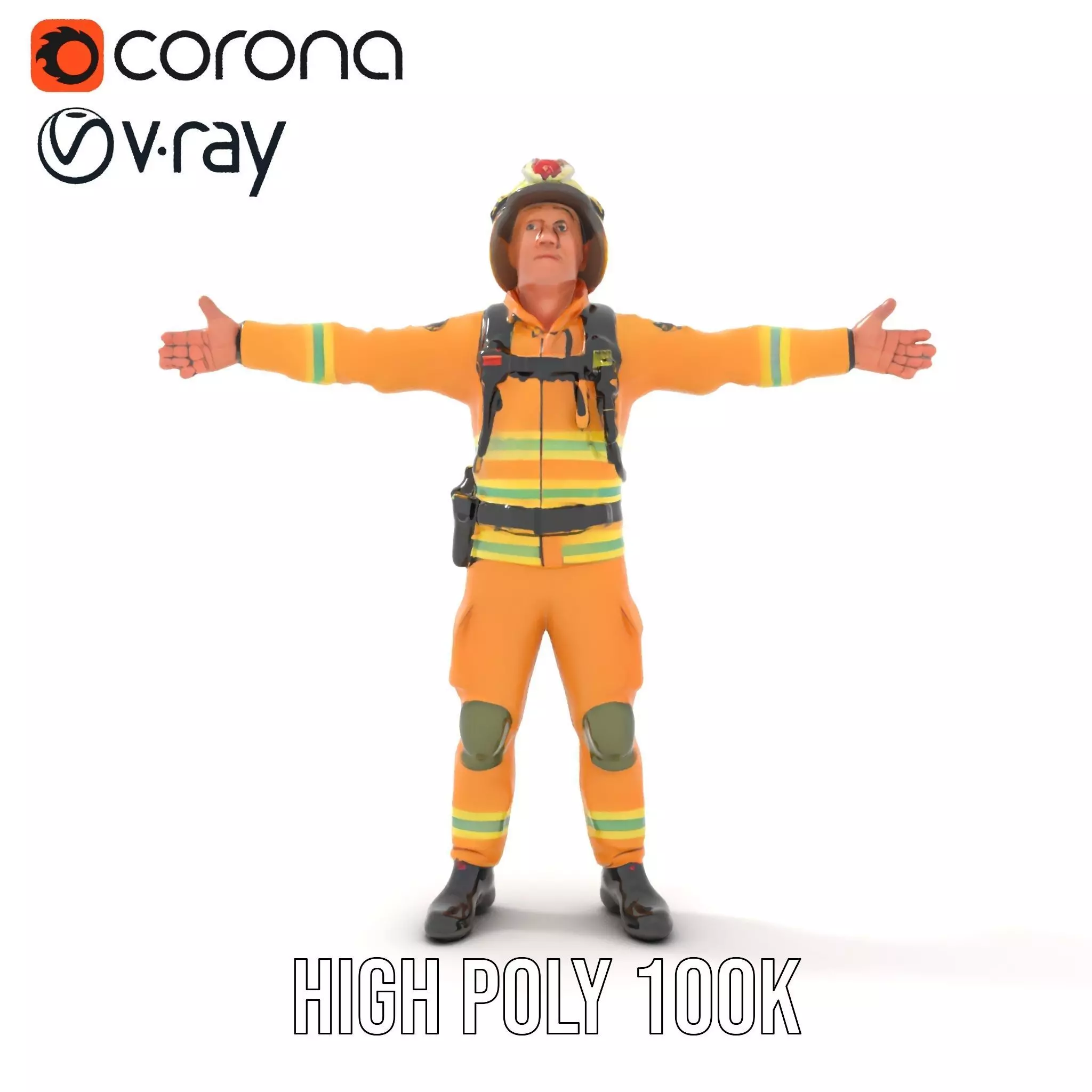 Firefighter Uniform model pack Low-poly 3D model_19