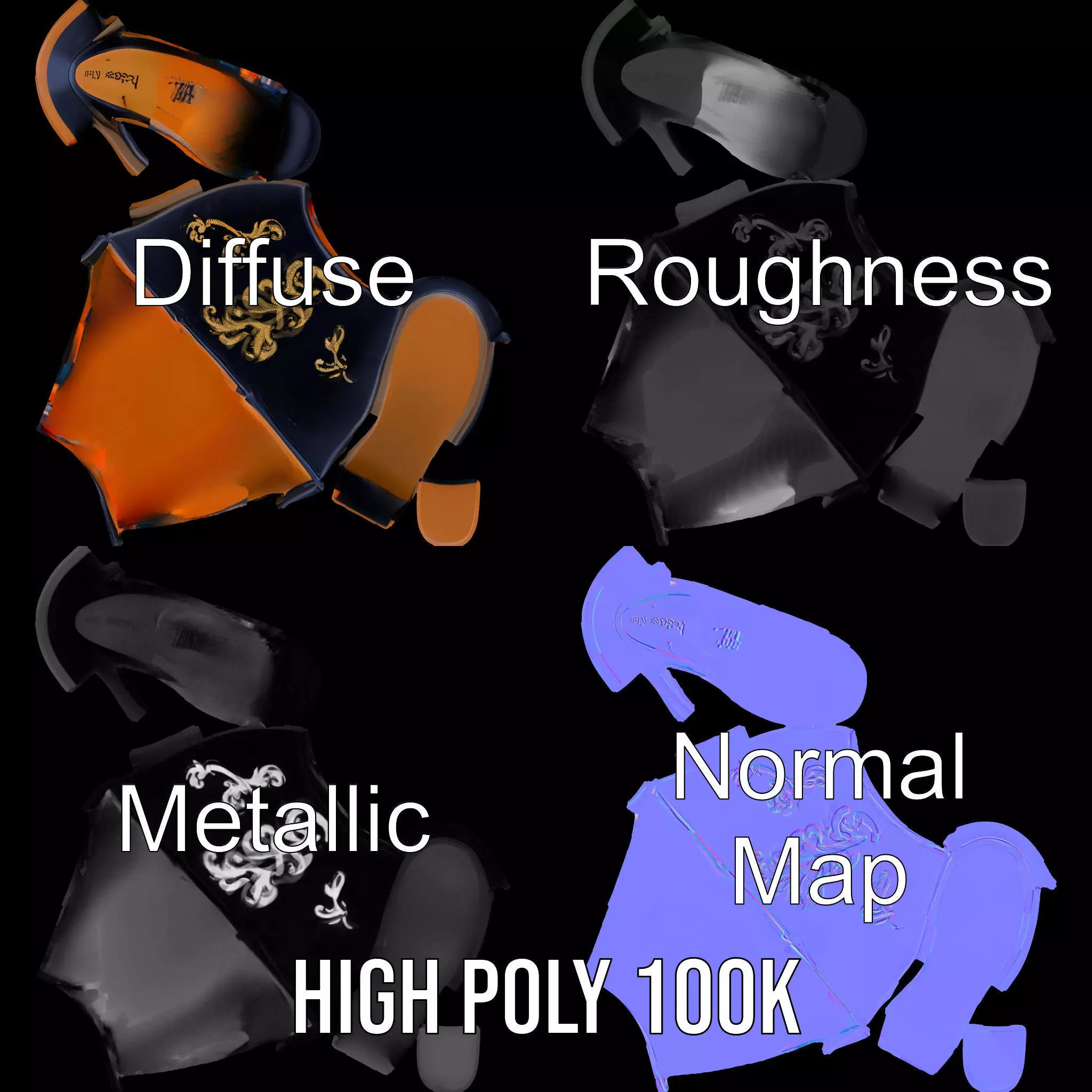 Royal Velvet Sandal model pack Low-poly 3D model_3