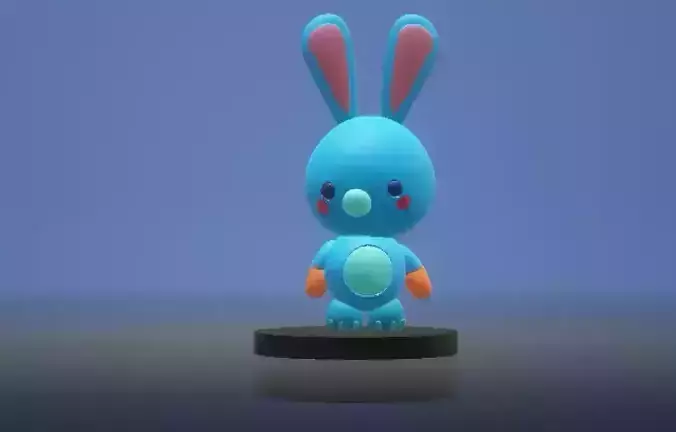 Cute blue rabbit  3d printabkle model