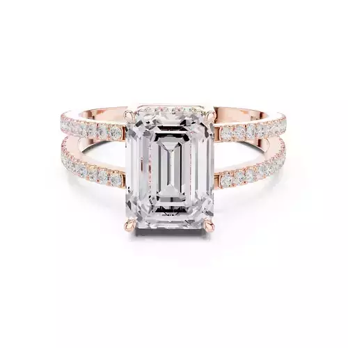 3CT Emerald Cut Split Shank Hidden Halo Wedding Ring File Video