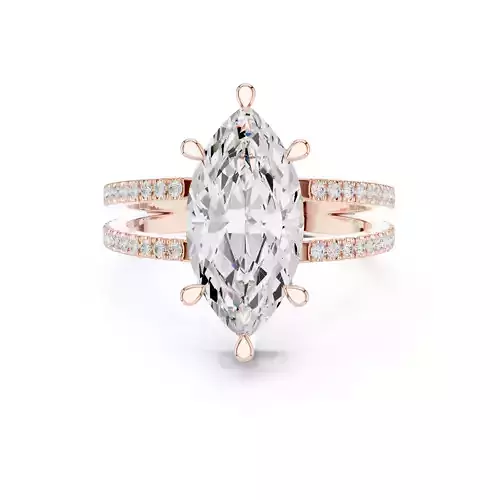 3CT Marquise Cut Hidden Halo Split Shank Woman Ring 3DM STLVideo