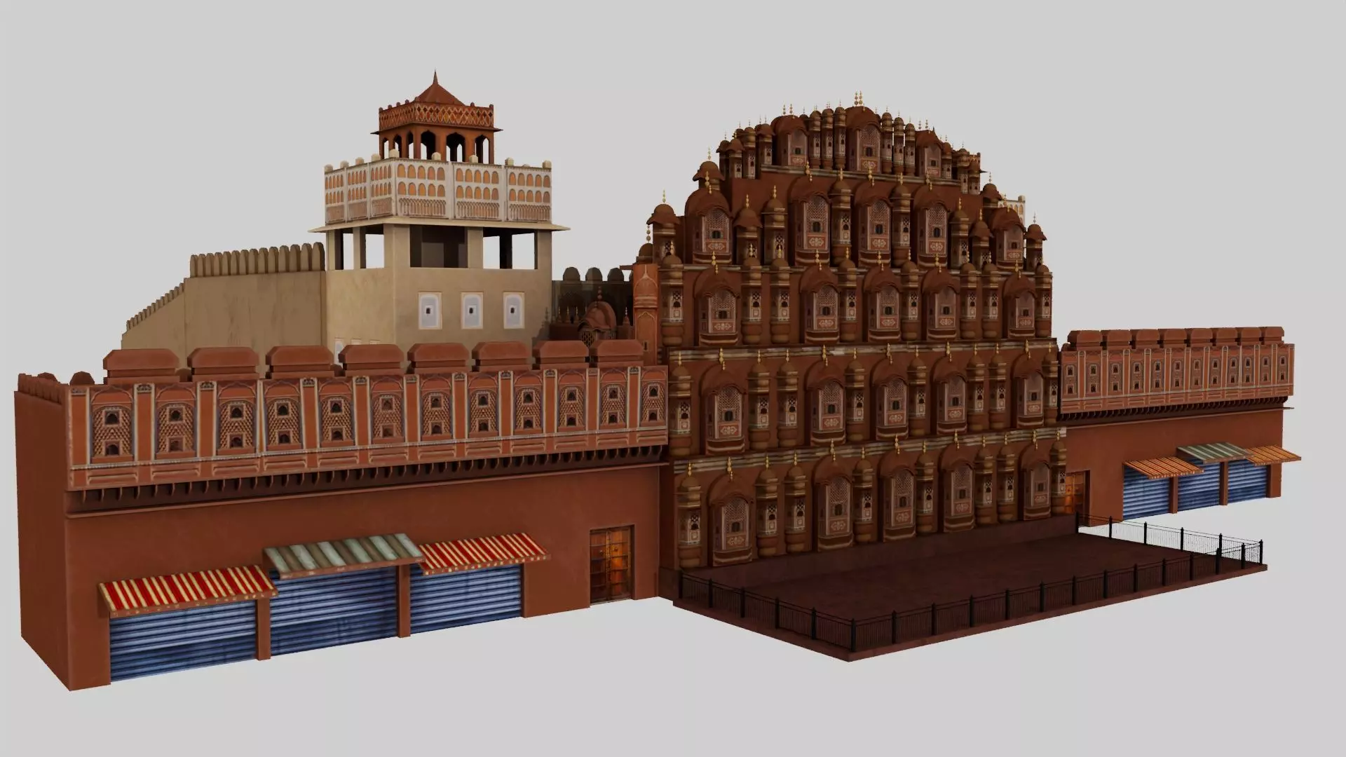 Hawa Mahal - High-Quality 3D Model Jaipur Landmark Architecture  Low-poly 3D model_0