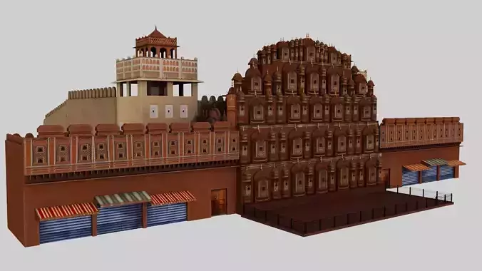 Hawa Mahal - High-Quality 3D Model Jaipur Landmark Architecture  Low-poly 3D model