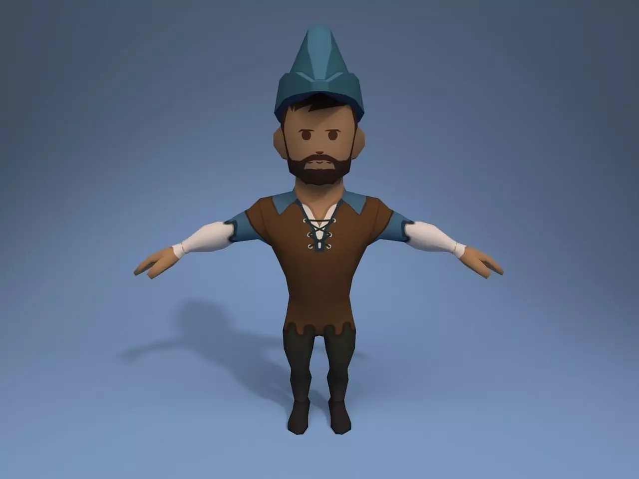 Medieval character servant 5 Low-poly 3D model_0