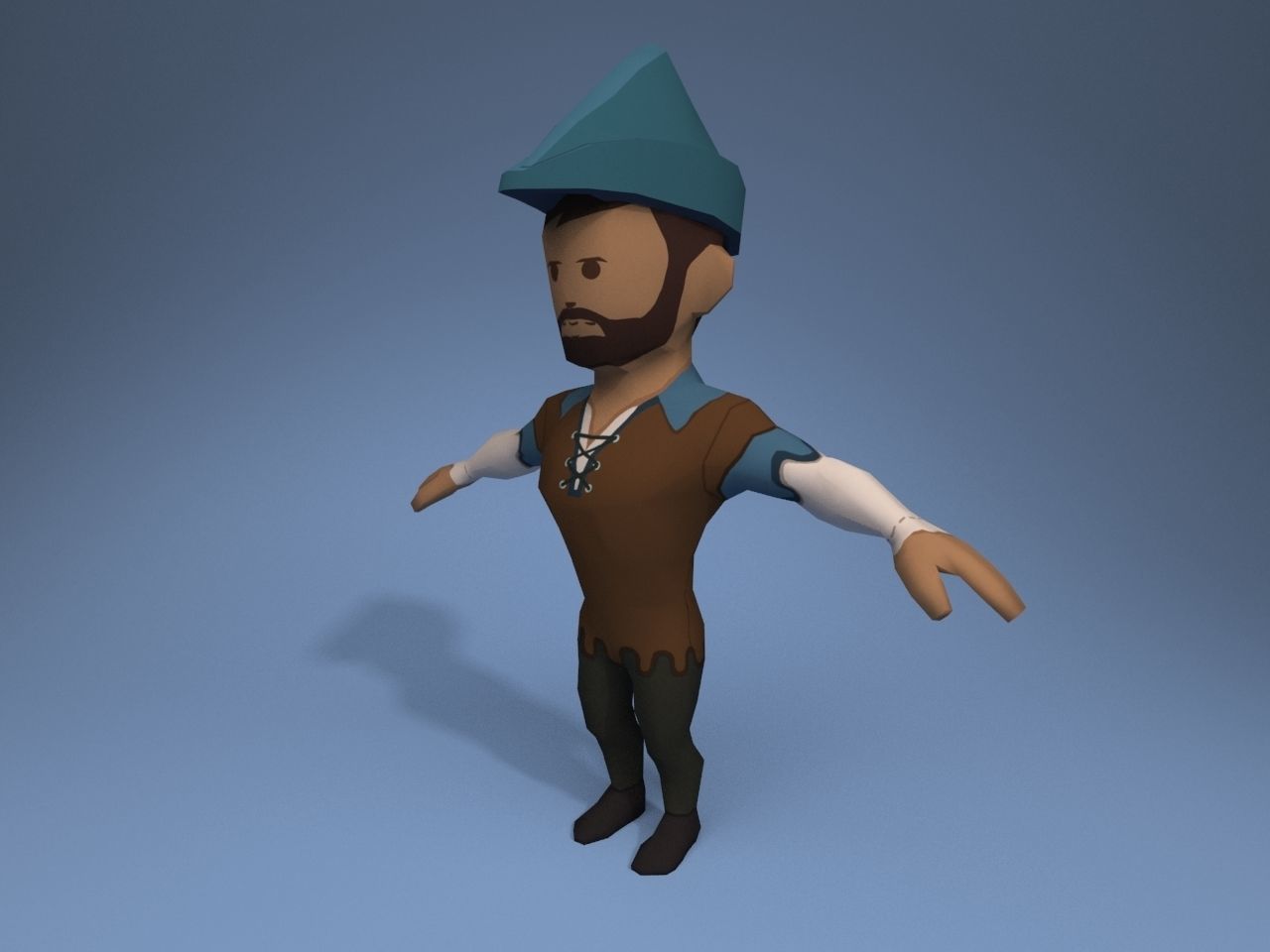 Medieval character servant 5 Low-poly 3D model_2