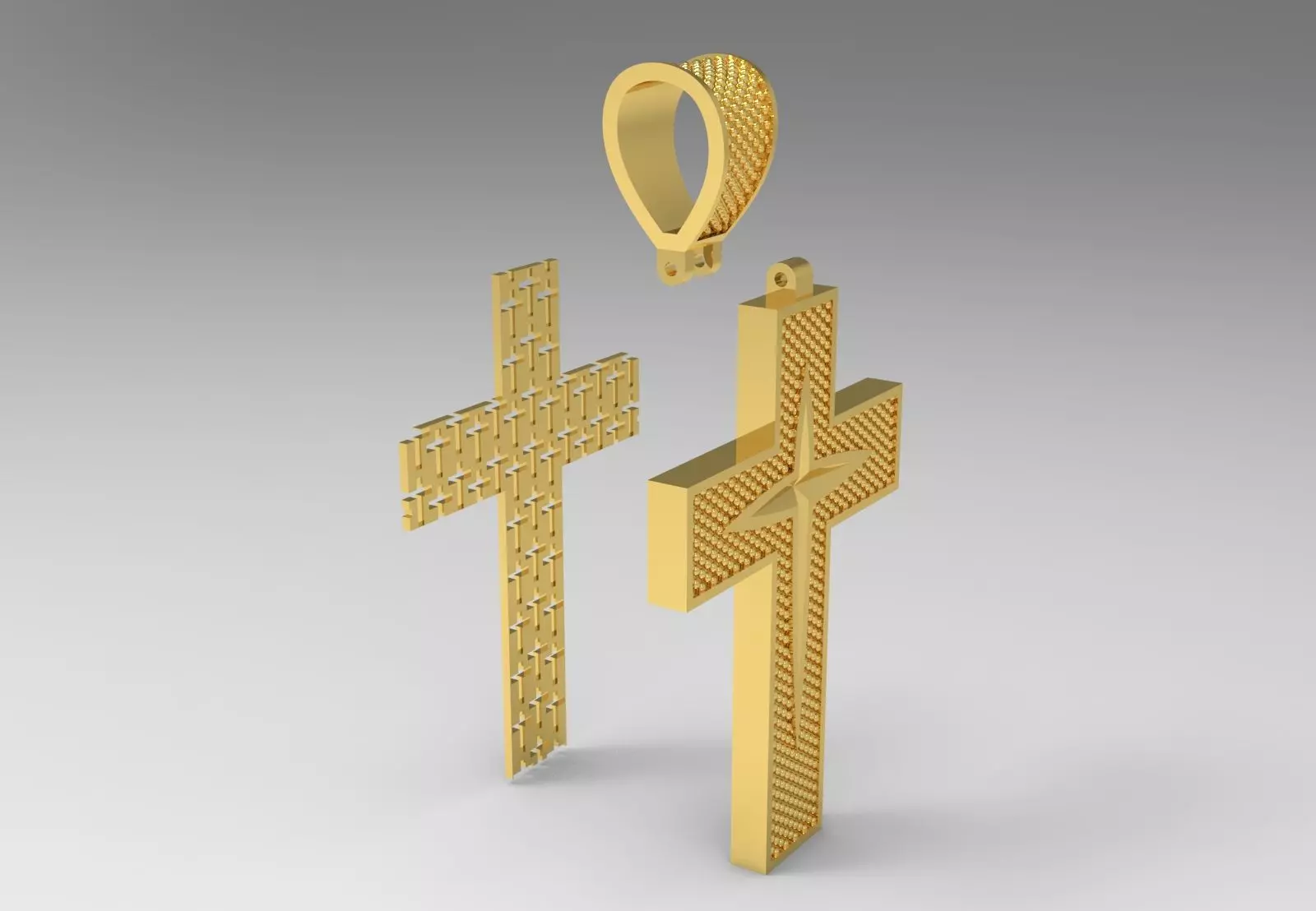 Two-tone Gold Cross stl 3dm Pendant gp0474 3D print model_18