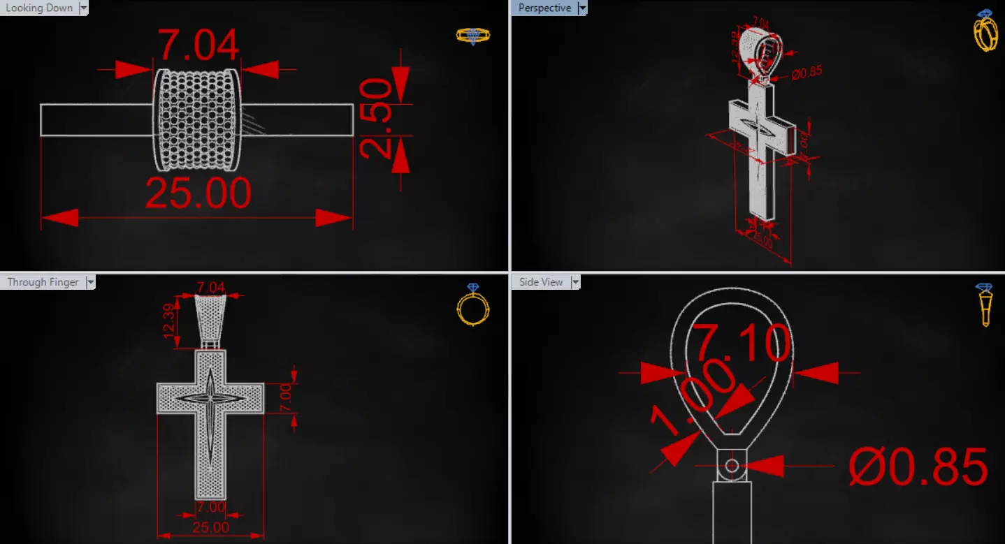 Two-tone Gold Cross stl 3dm Pendant gp0474 3D print model_21