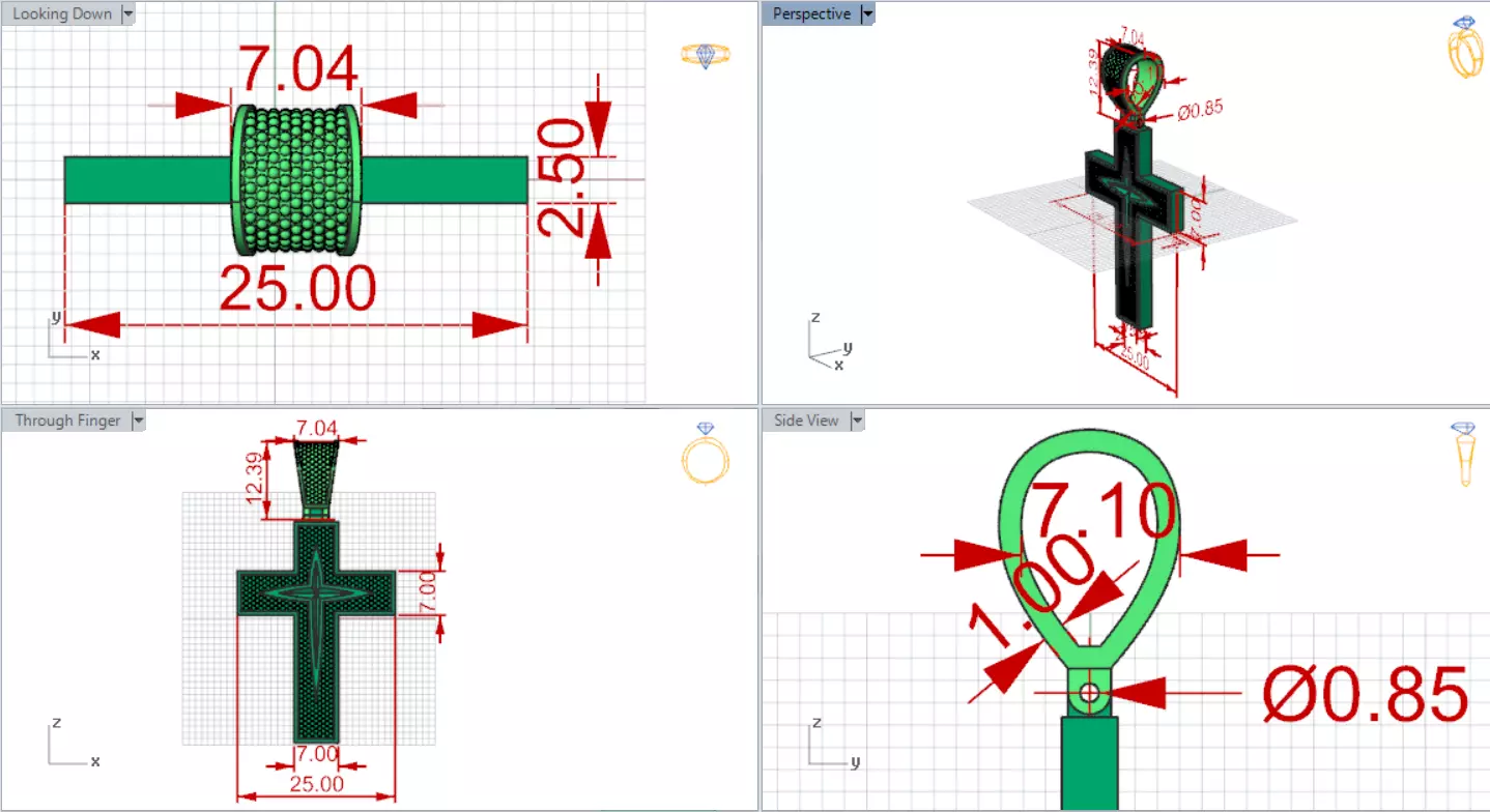 Two-tone Gold Cross stl 3dm Pendant gp0474 3D print model_20