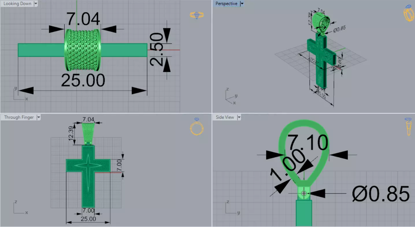 Two-tone Gold Cross stl 3dm Pendant gp0474 3D print model_8