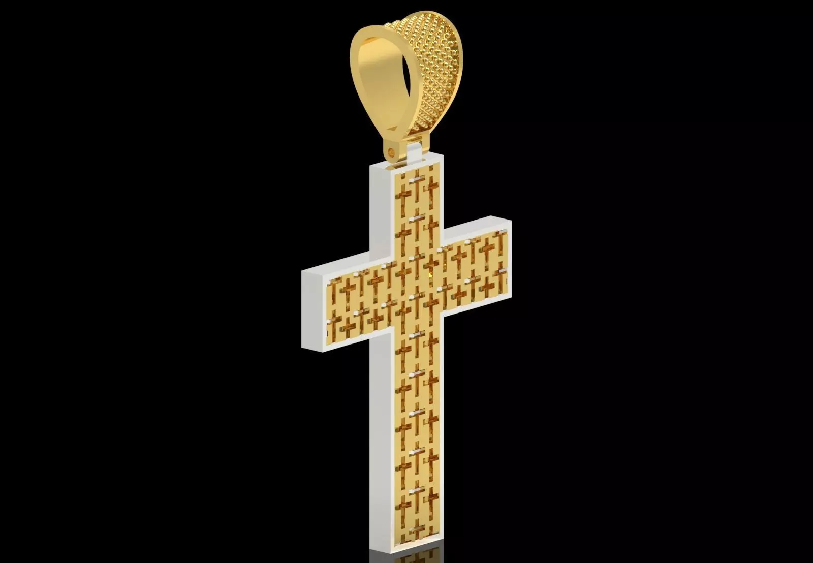 Two-tone Gold Cross stl 3dm Pendant gp0474 3D print model_16