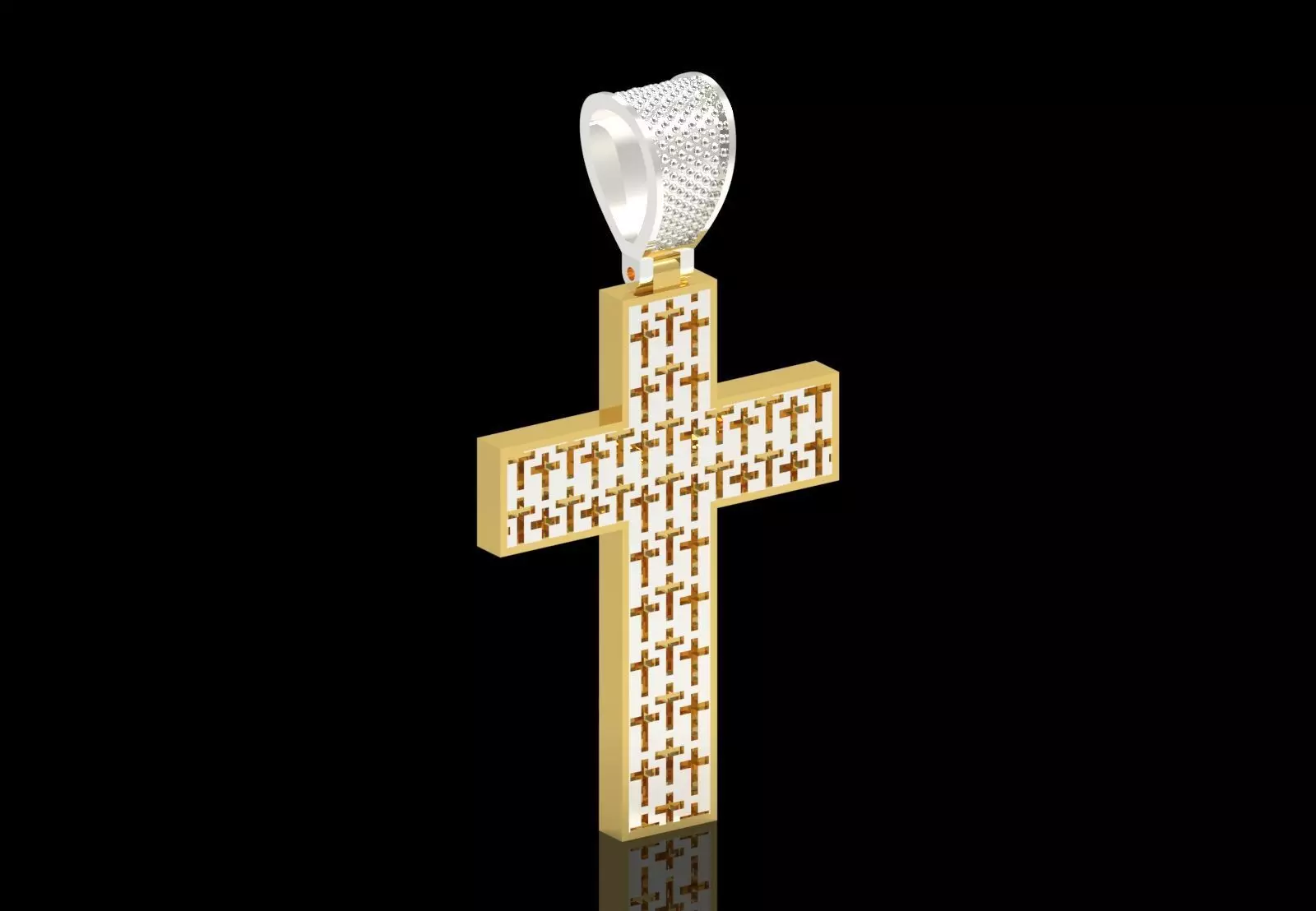 Two-tone Gold Cross stl 3dm Pendant gp0474 3D print model_3