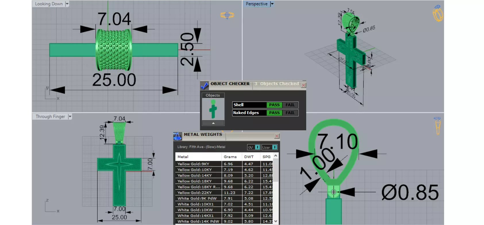 Two-tone Gold Cross stl 3dm Pendant gp0474 3D print model_0