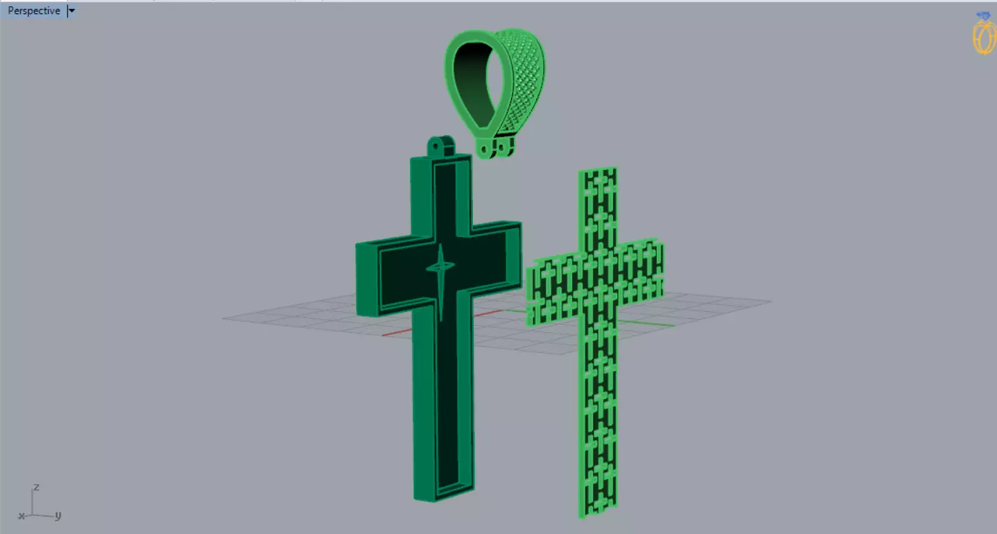 Two-tone Gold Cross stl 3dm Pendant gp0474 3D print model_6