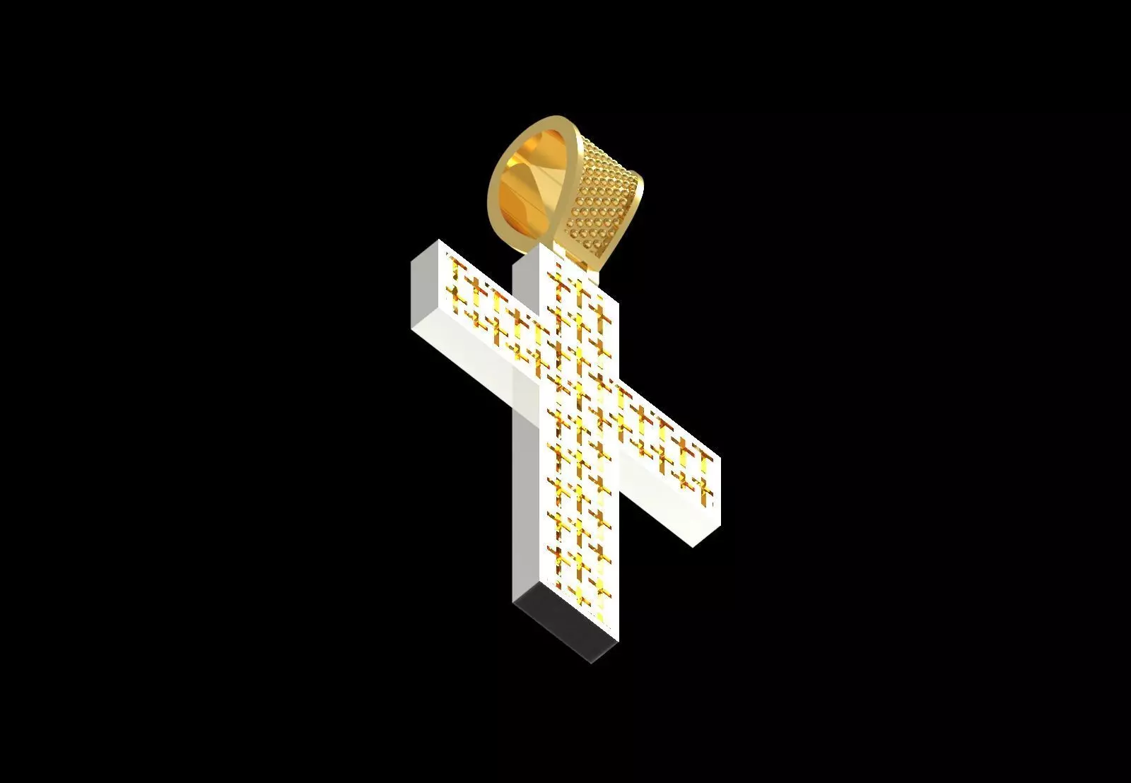 Two-tone Gold Cross stl 3dm Pendant gp0474 3D print model_17