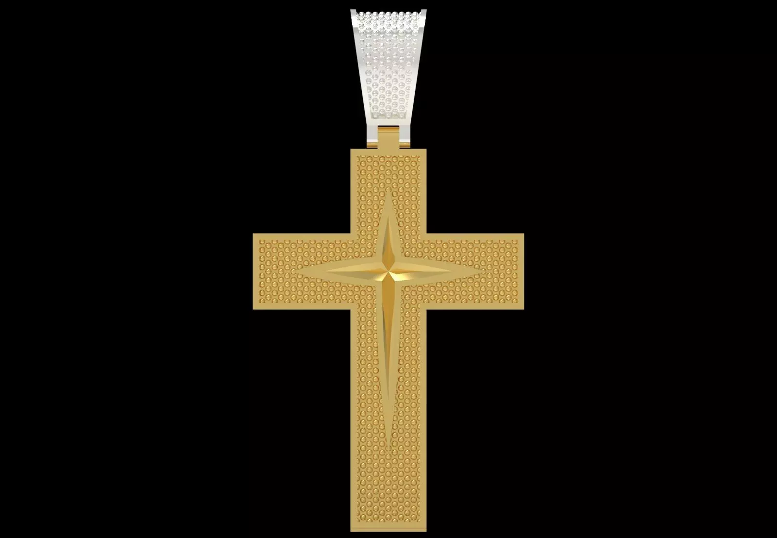 Two-tone Gold Cross stl 3dm Pendant gp0474 3D print model_4