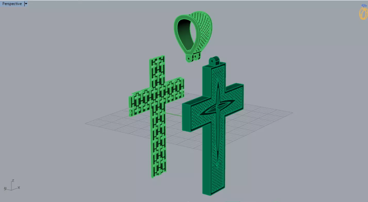 Two-tone Gold Cross stl 3dm Pendant gp0474 3D print model_7