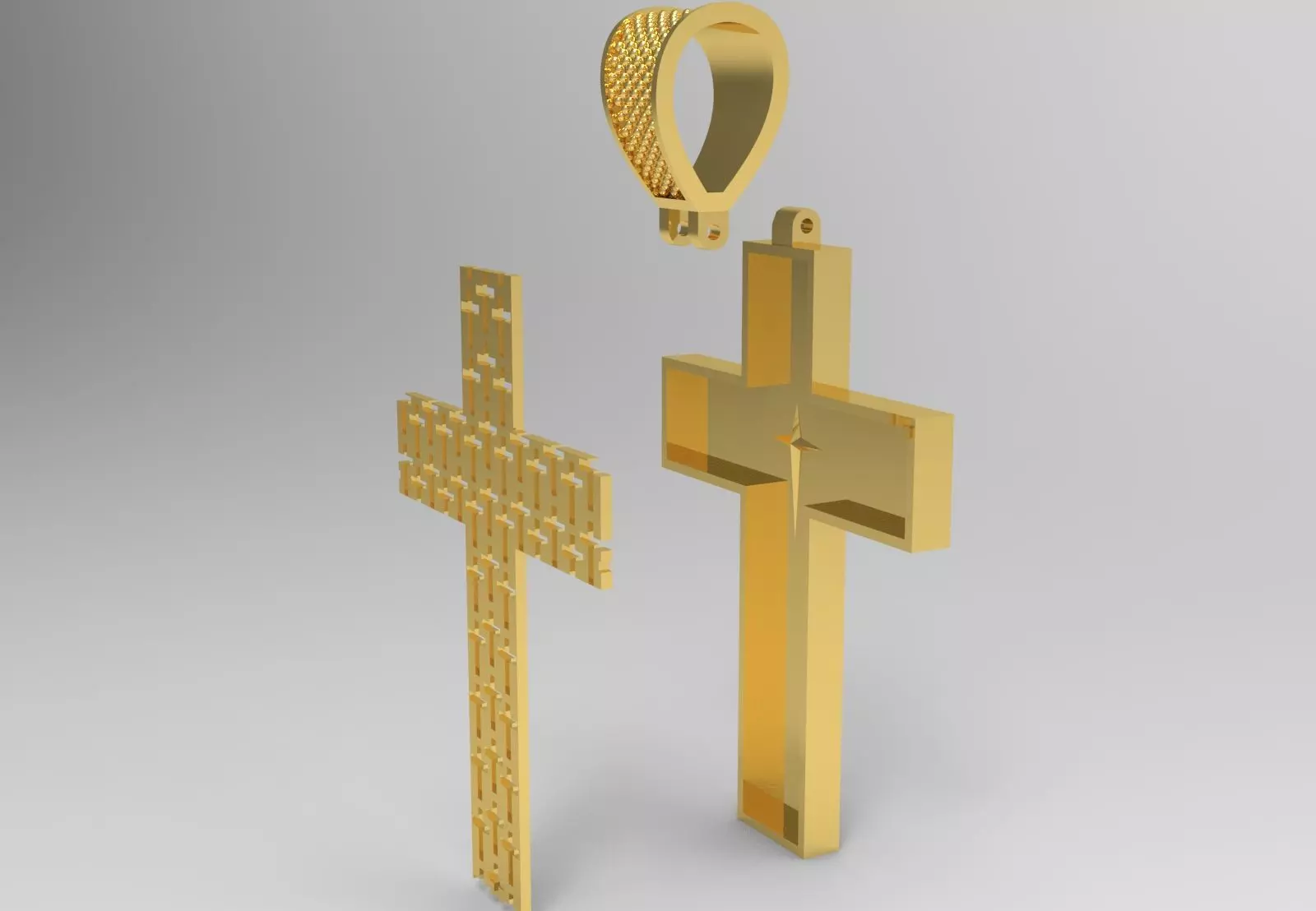 Two-tone Gold Cross stl 3dm Pendant gp0474 3D print model_19