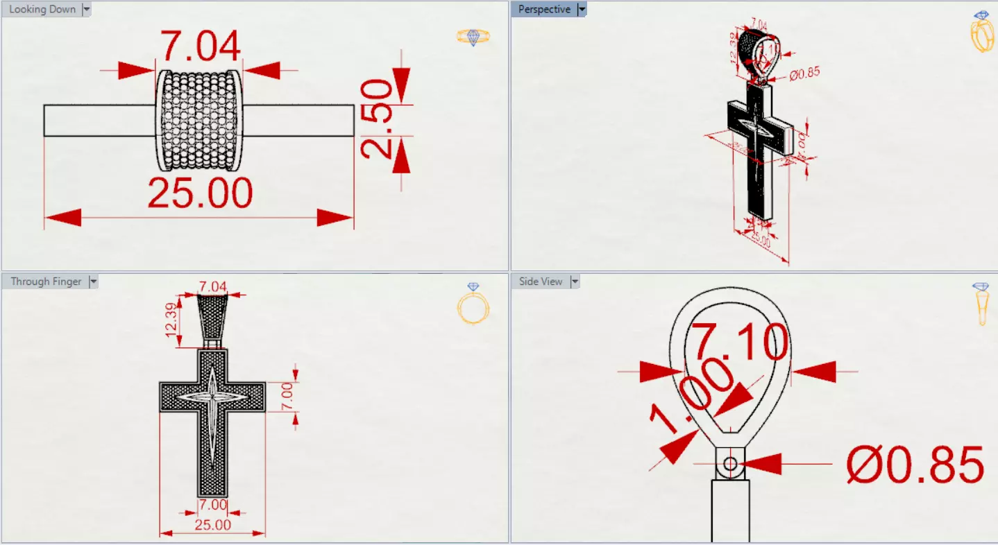 Two-tone Gold Cross stl 3dm Pendant gp0474 3D print model_22