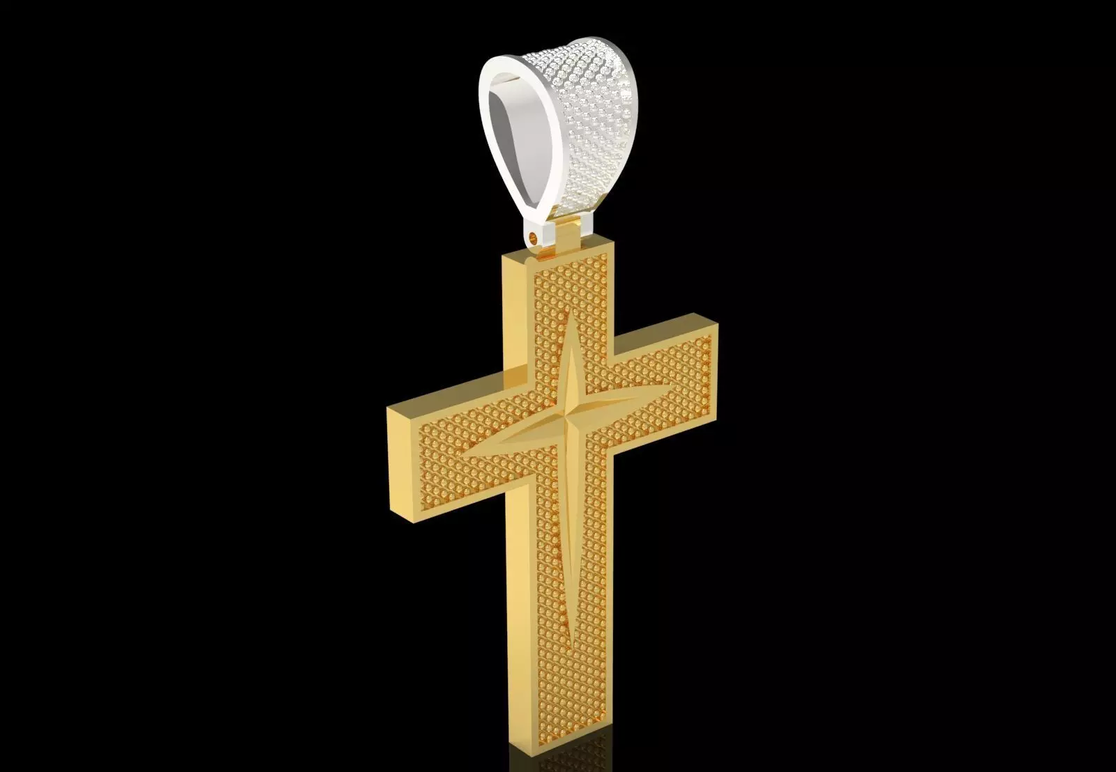 Two-tone Gold Cross stl 3dm Pendant gp0474 3D print model_1