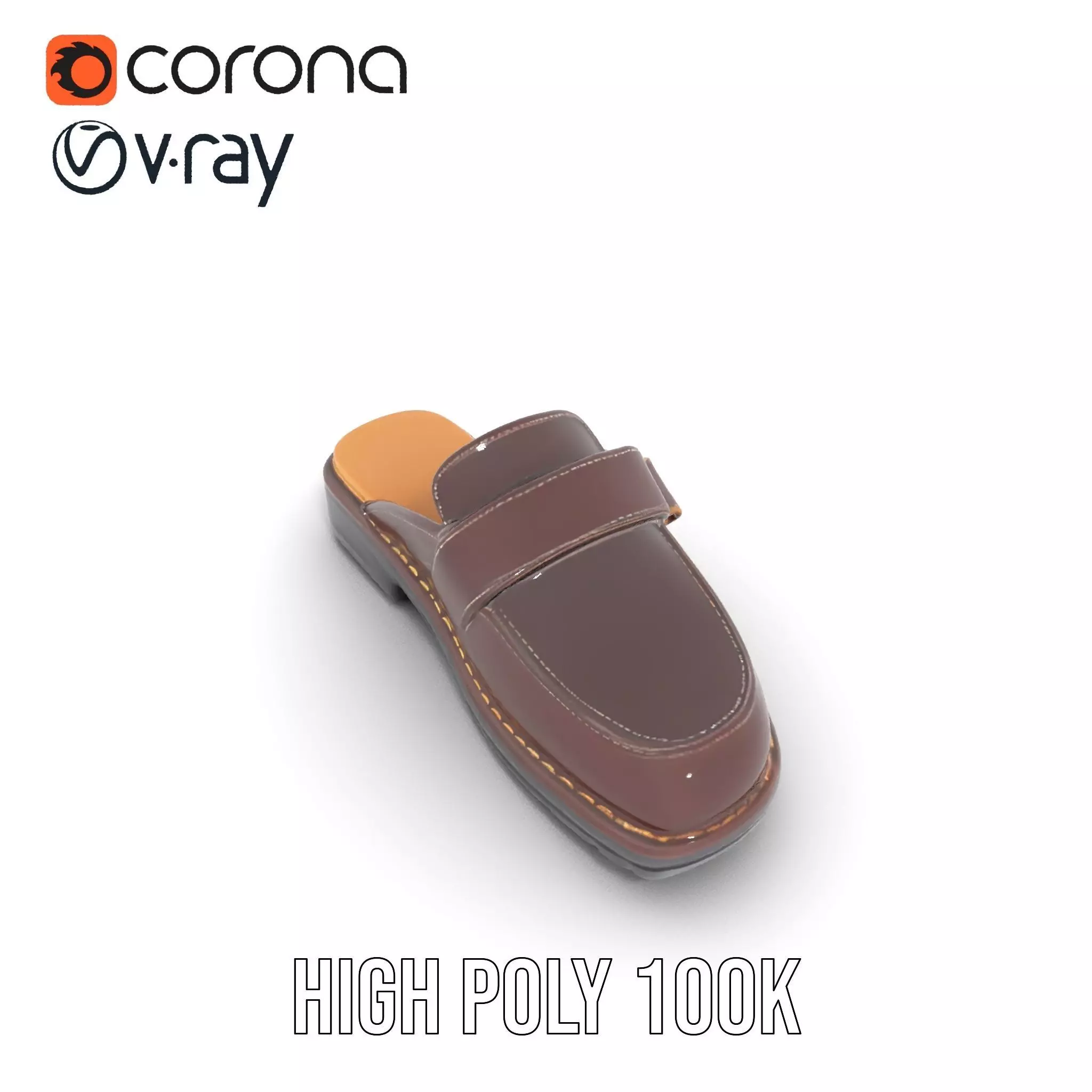 Stylish Brown Loafer model pack Low-poly 3D model_23