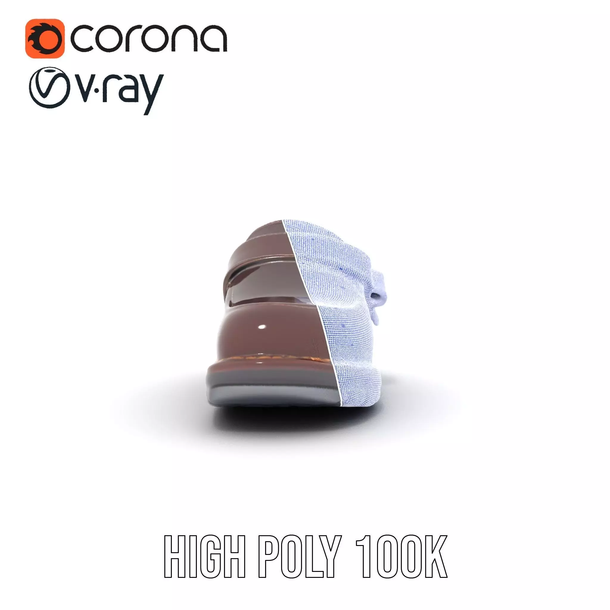 Stylish Brown Loafer model pack Low-poly 3D model_29