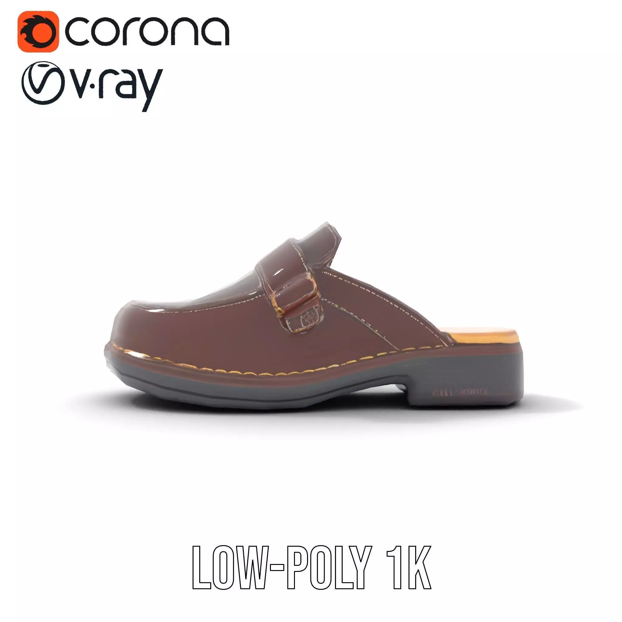 Stylish Brown Loafer model pack Low-poly 3D model_9