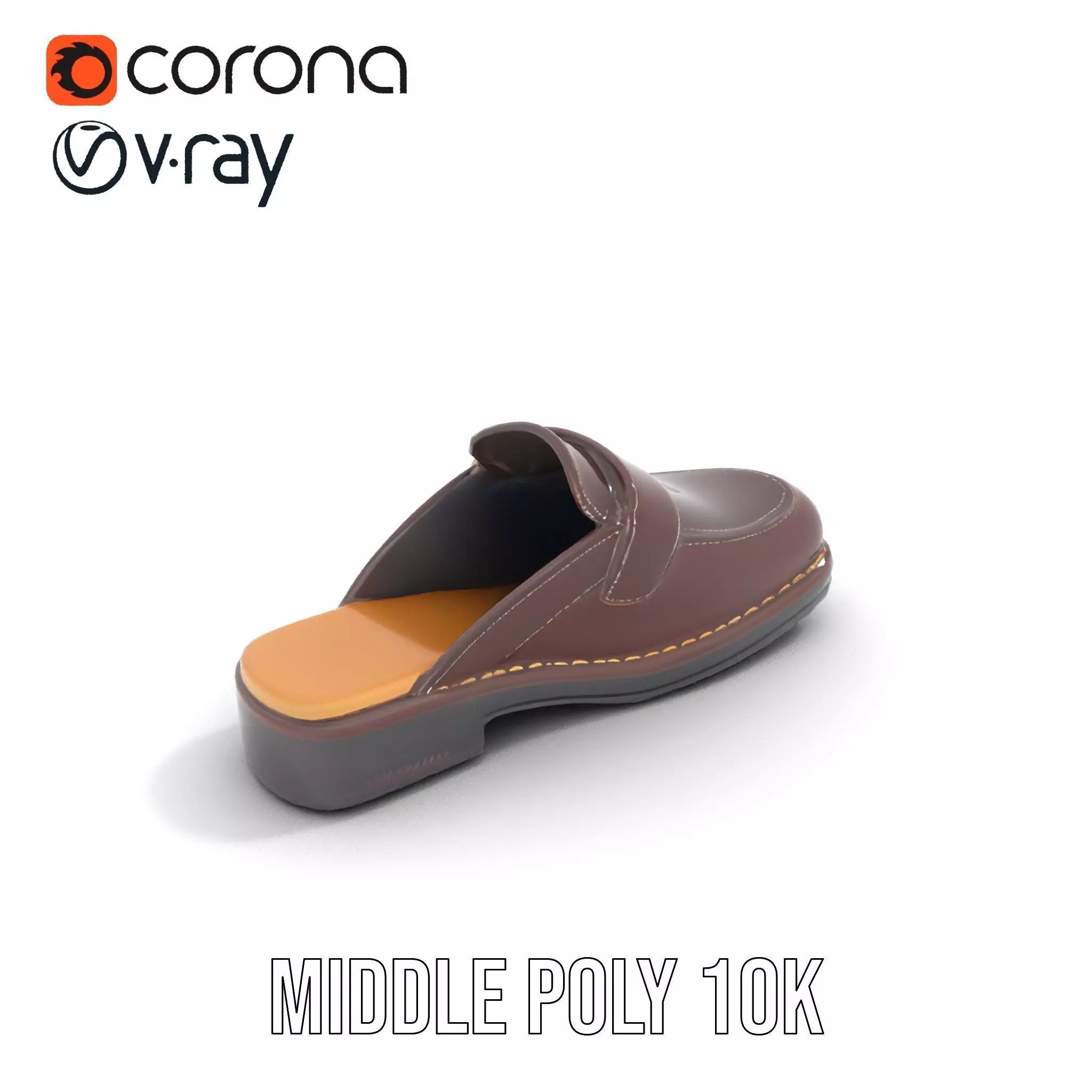 Stylish Brown Loafer model pack Low-poly 3D model_13