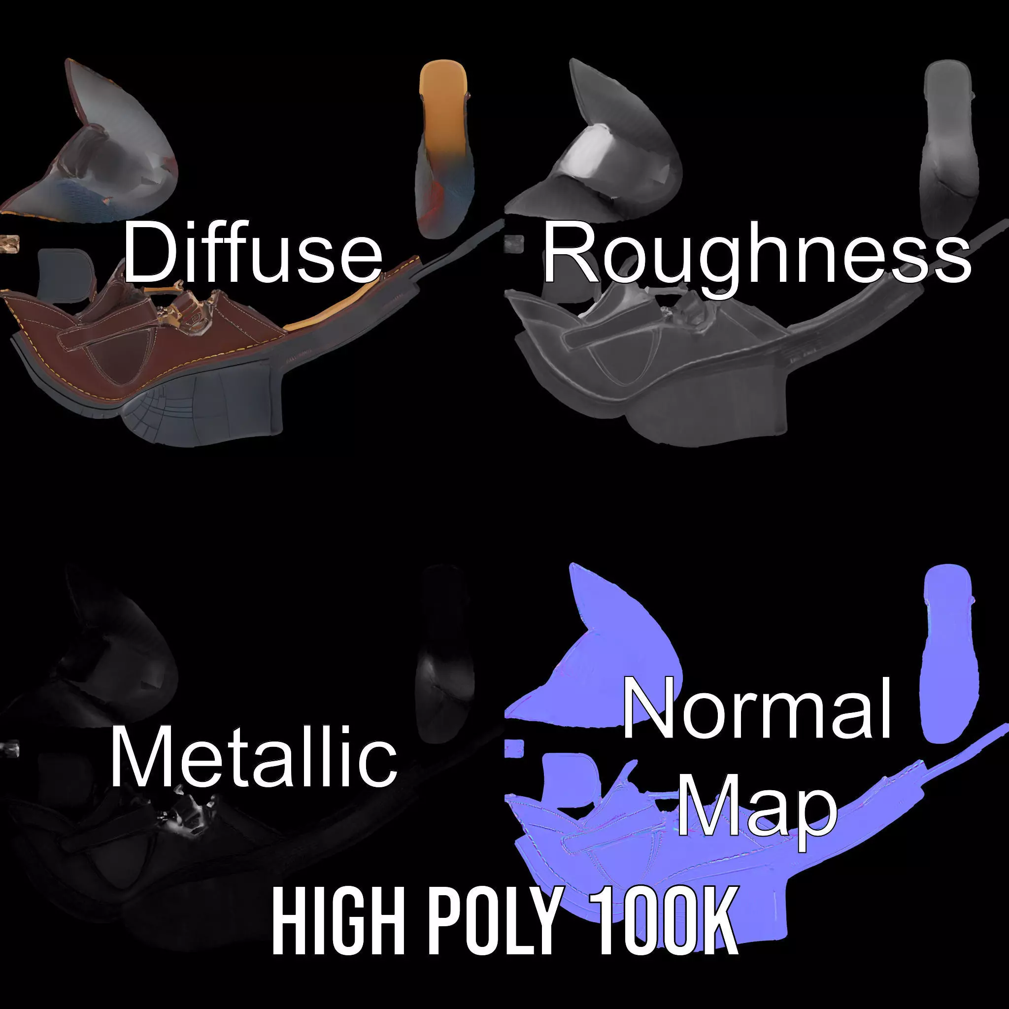 Stylish Brown Loafer model pack Low-poly 3D model_3