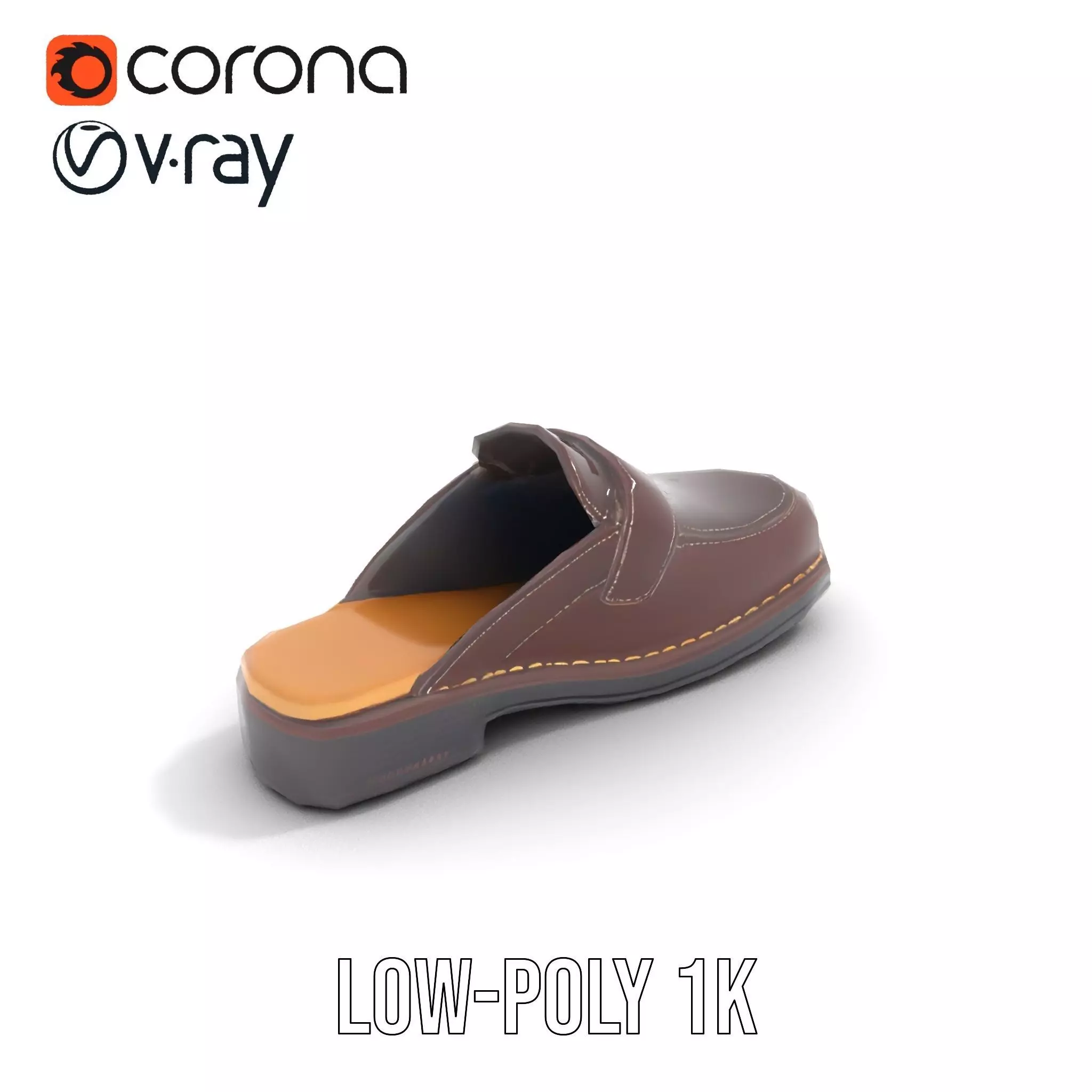 Stylish Brown Loafer model pack Low-poly 3D model_14